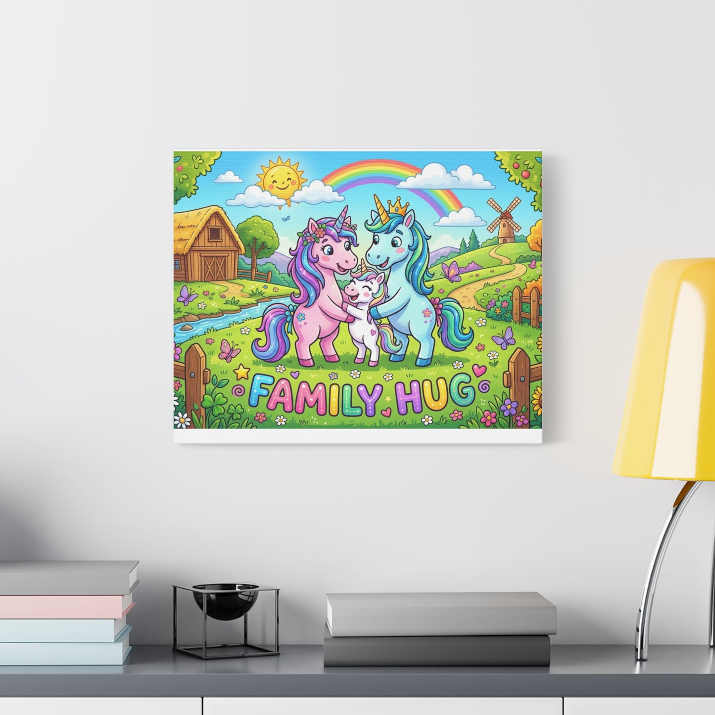 Family Hug Unicorn Classic Canvas