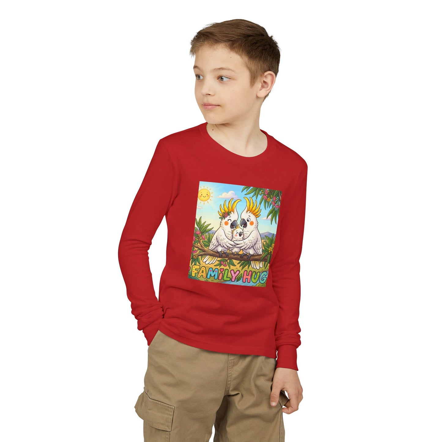 Family Hug Cockatoo Youth Jersey Long Sleeve Tee