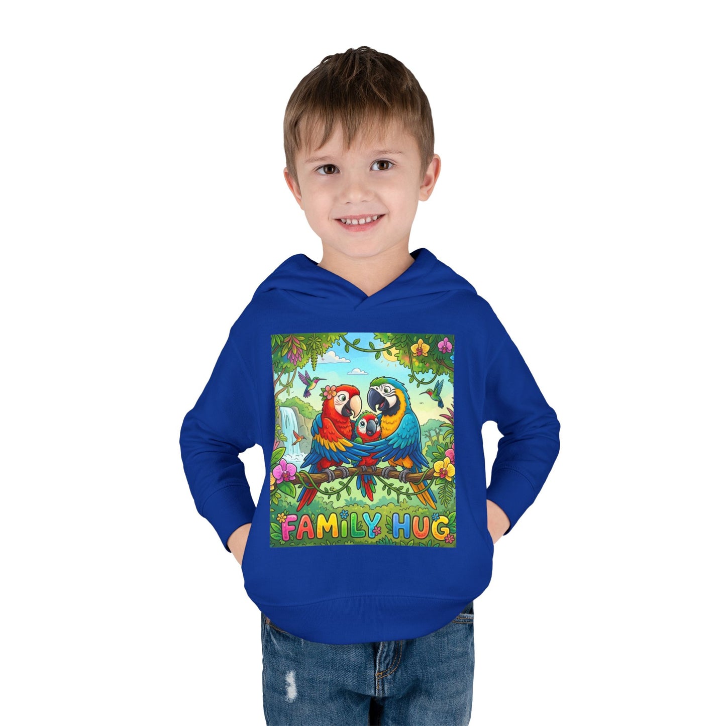 Family Hug Macaw Toddler Pullover Fleece Hoodie