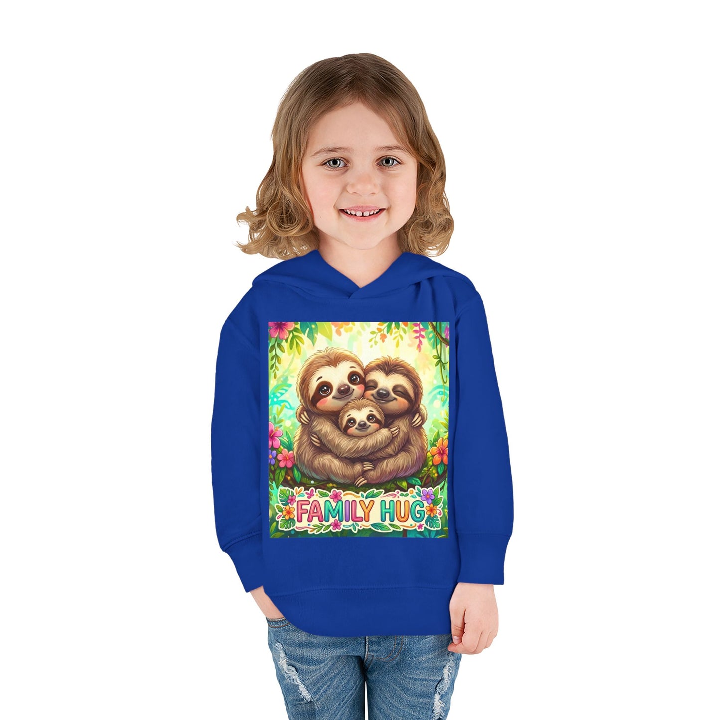 Family Hug Sloth Toddler Pullover Fleece Hoodie