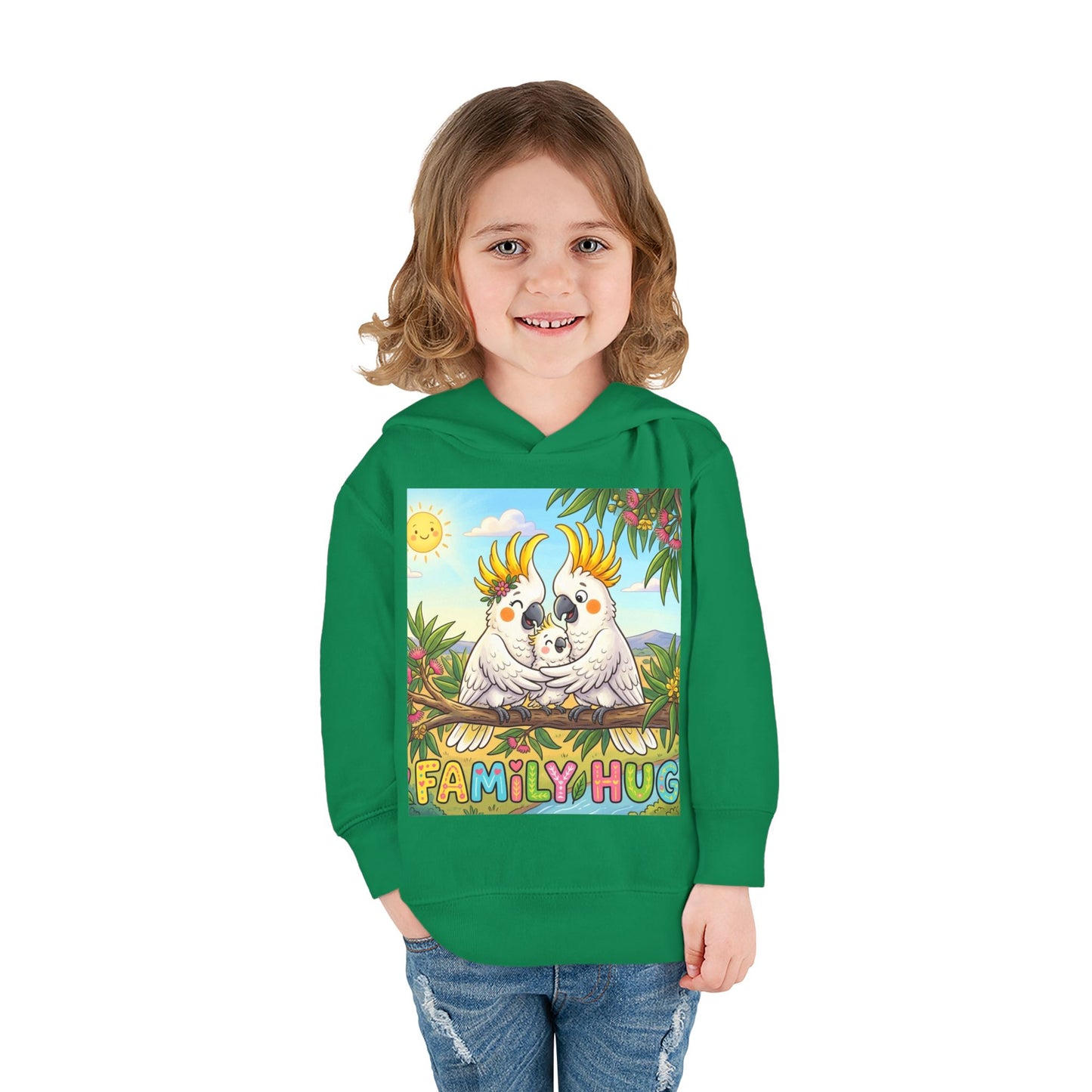 Family Hug Cockatoo Toddler Pullover Fleece Hoodie