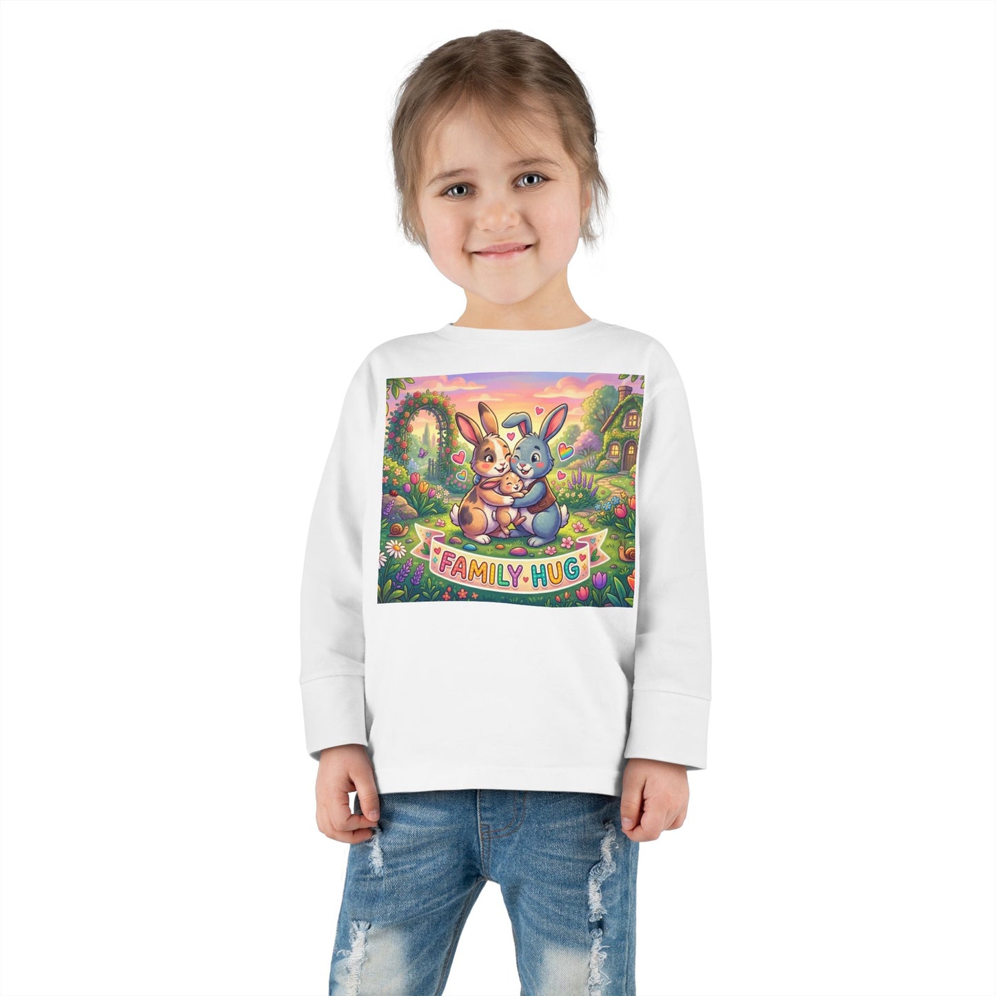 Family Hug Bunny Toddler Long Sleeve Tee
