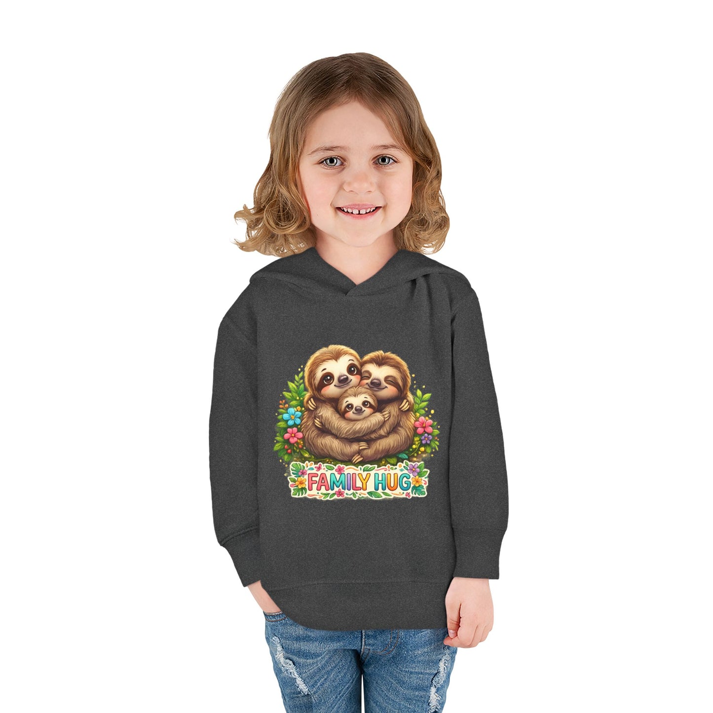 Family Hug Sloth Toddler Pullover Fleece Hoodie