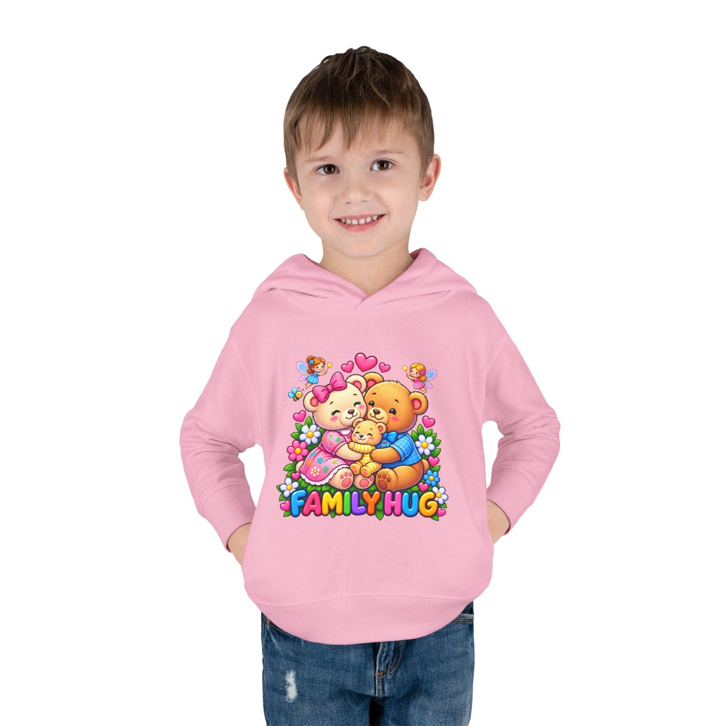 Family Hug Teddy Toddler Pullover Fleece Hoodie