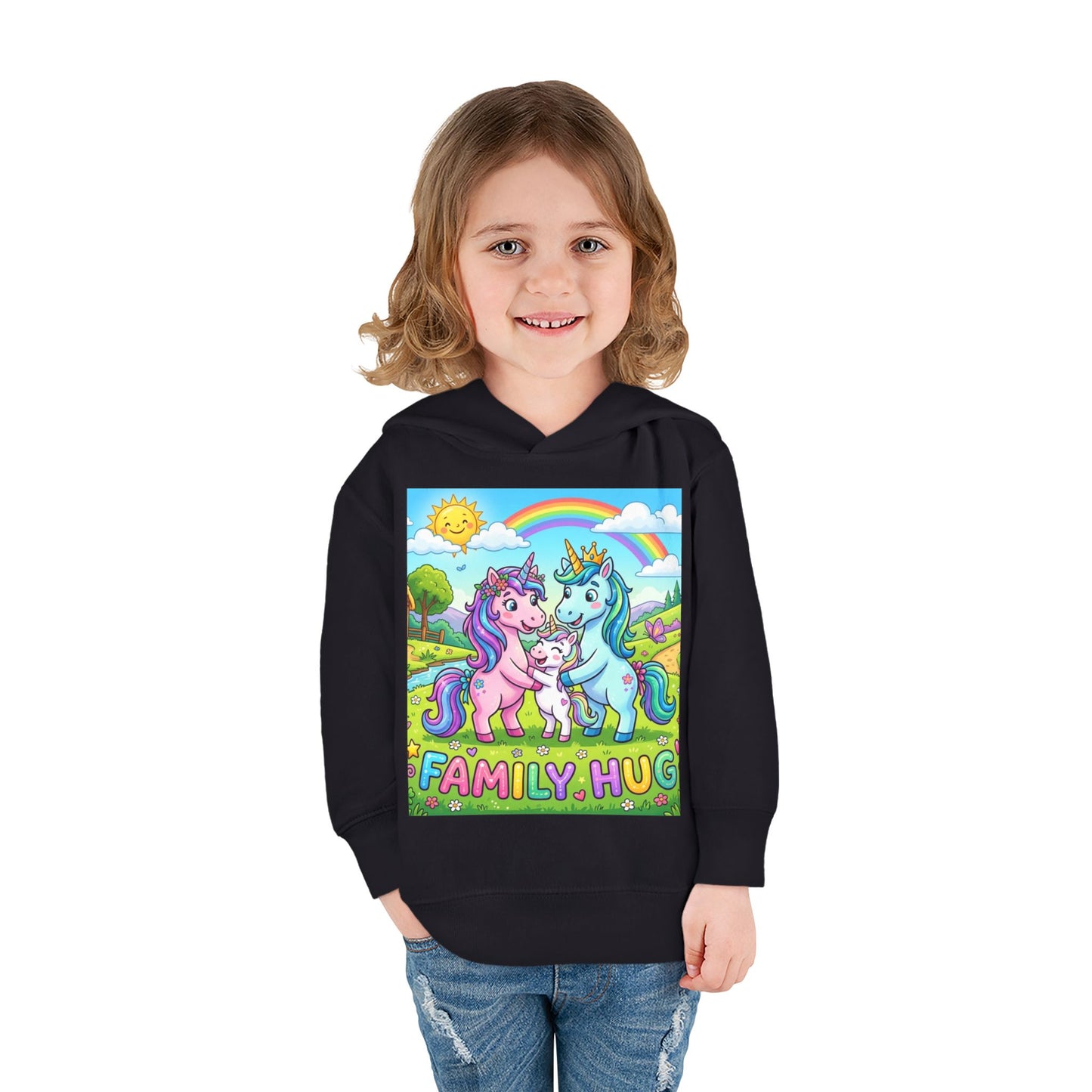 Family Hug Unicorn Toddler Pullover Fleece Hoodie