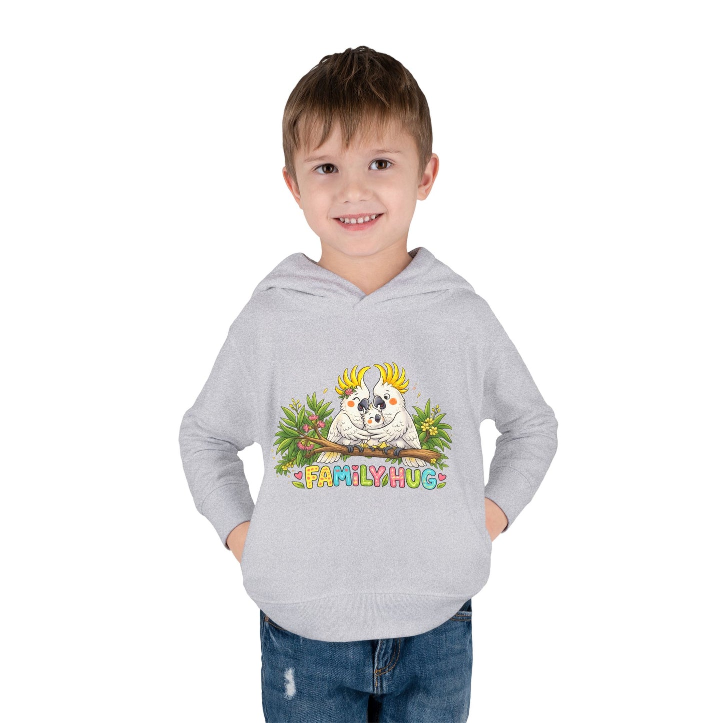 Family Hug Cockatoo Toddler Pullover Fleece Hoodie