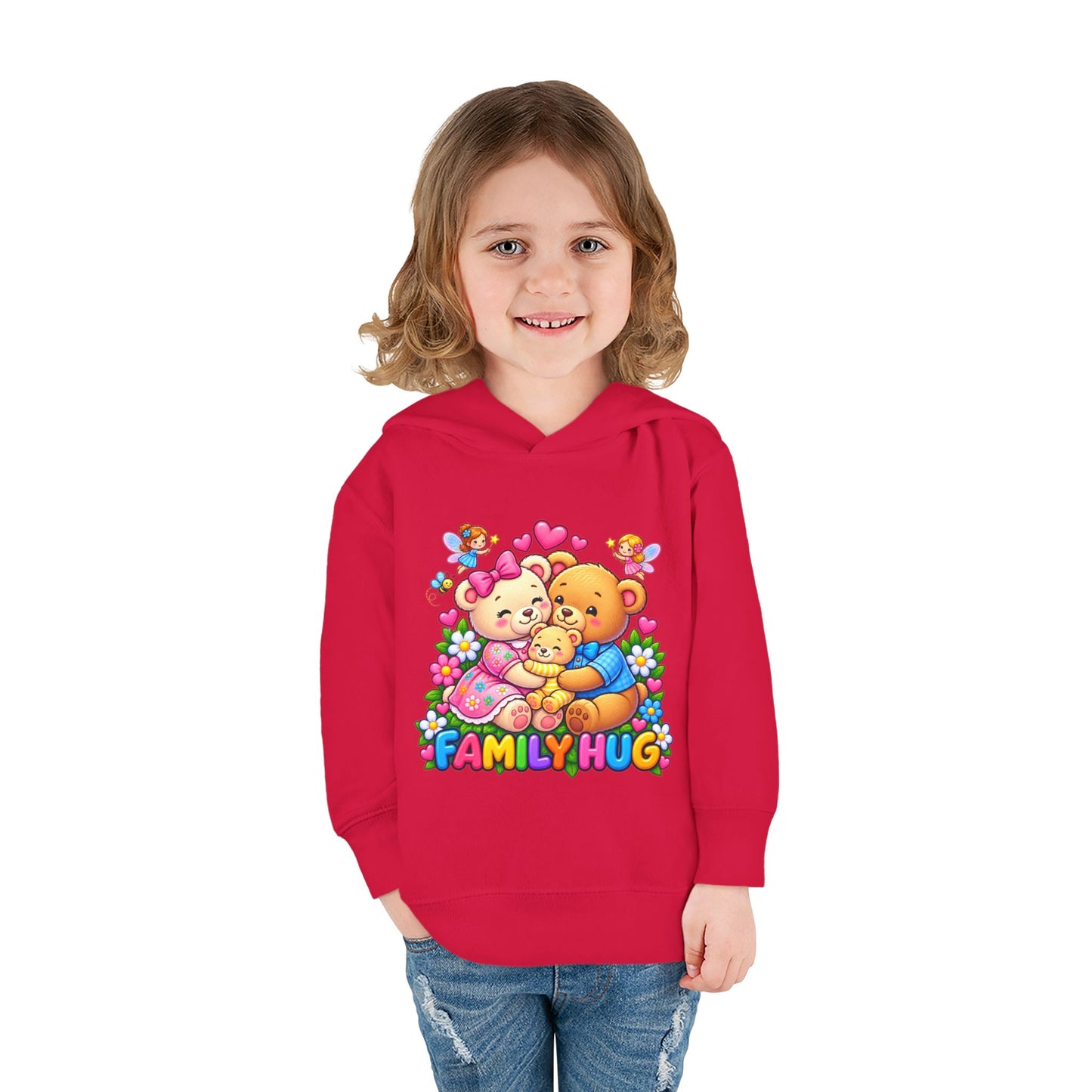 Family Hug Teddy Toddler Pullover Fleece Hoodie