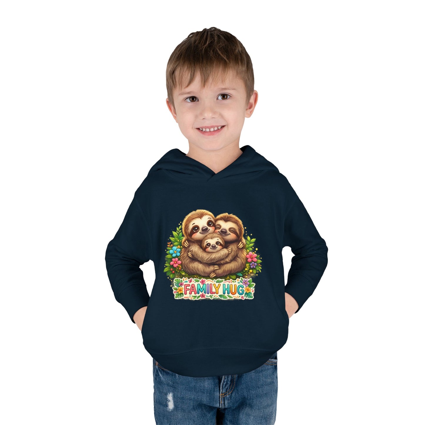 Family Hug Sloth Toddler Pullover Fleece Hoodie