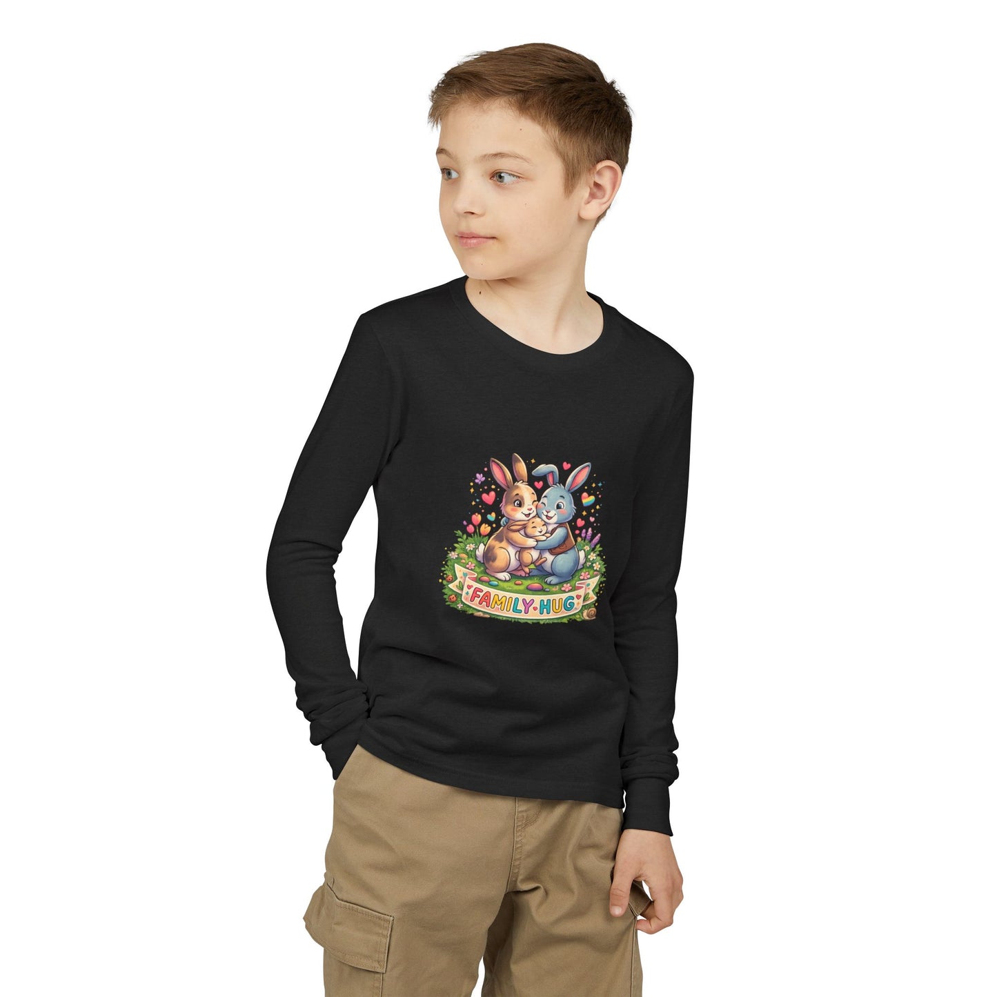 Family Hug Bunny Youth Jersey Long Sleeve Tee