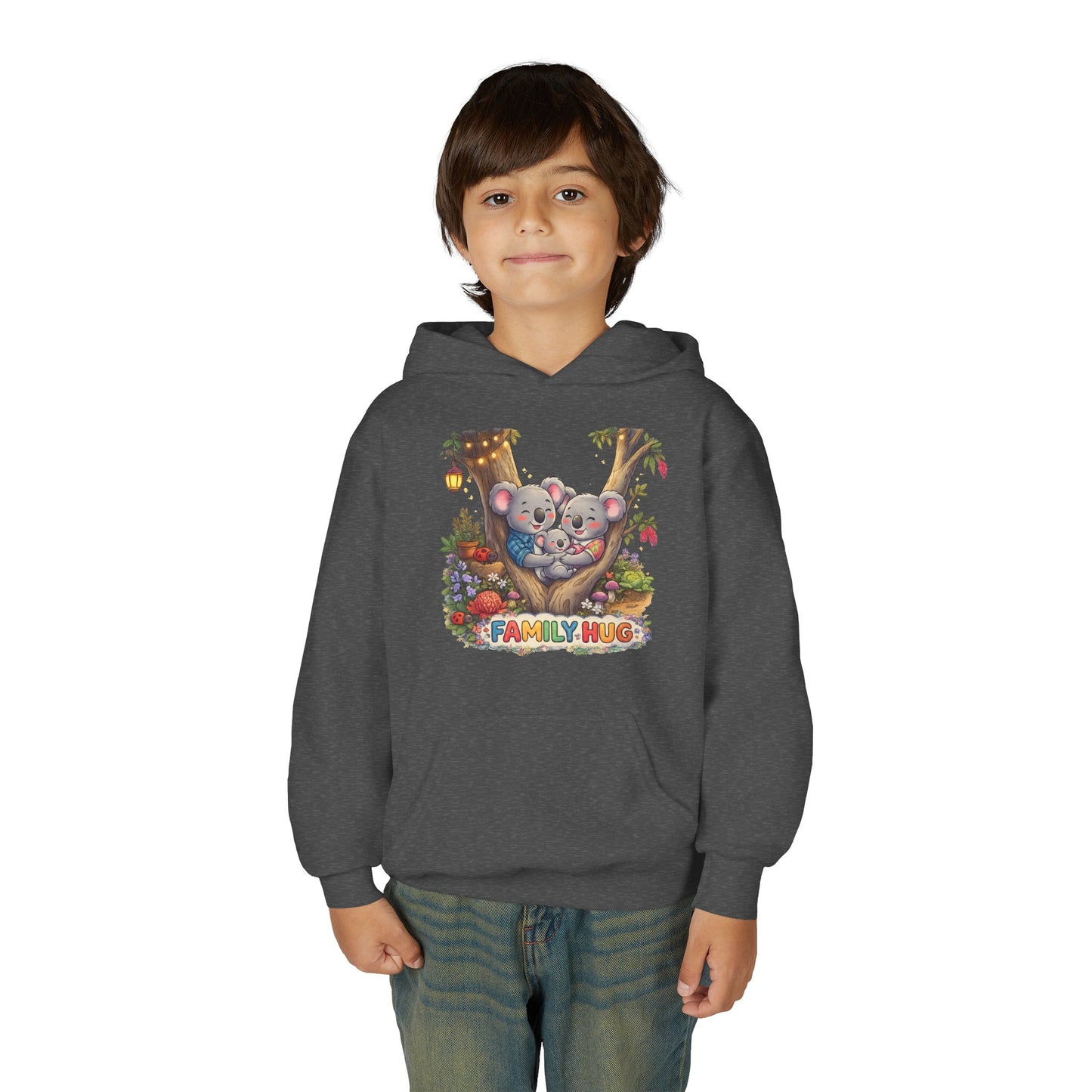 Family Hug Koala Youth Heavy Blend Hooded Sweatshirt