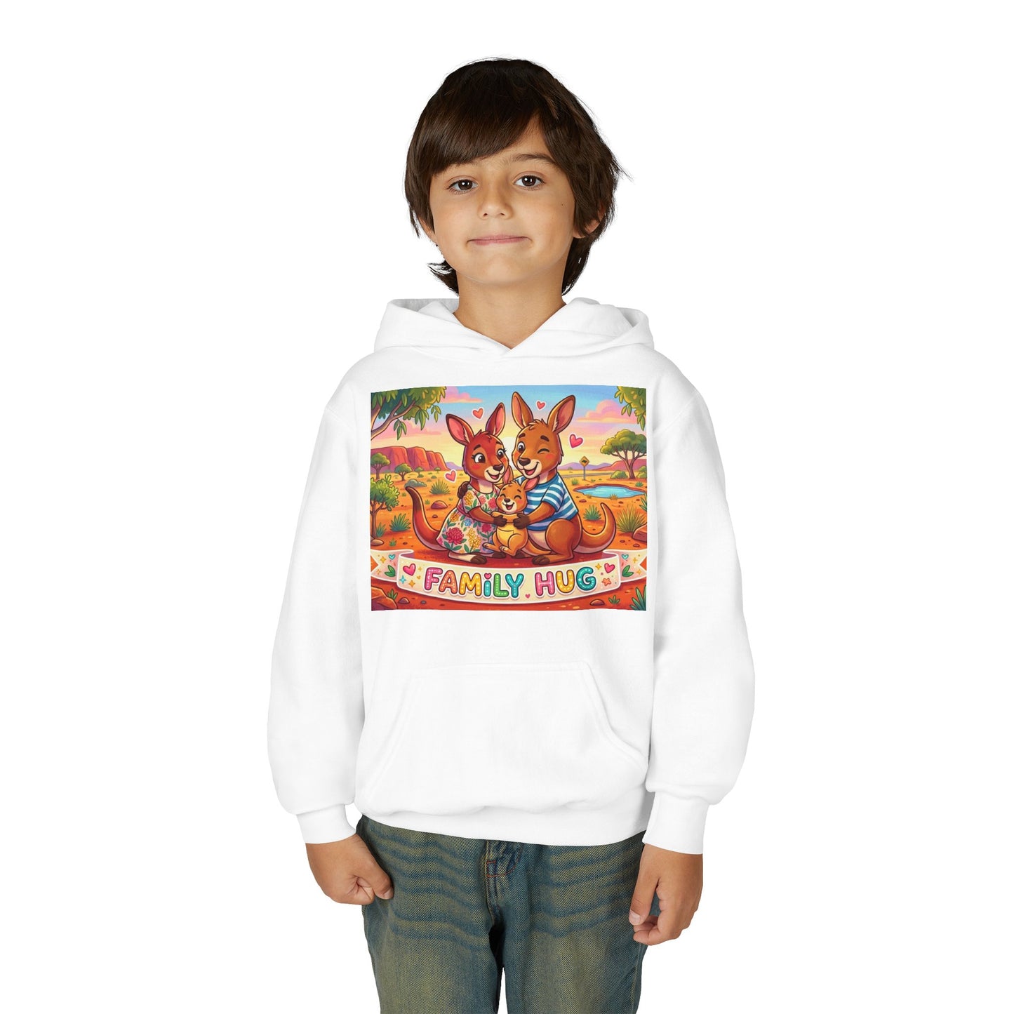 Family Hug Kangaroo Youth Heavy Blend Hooded Sweatshirt