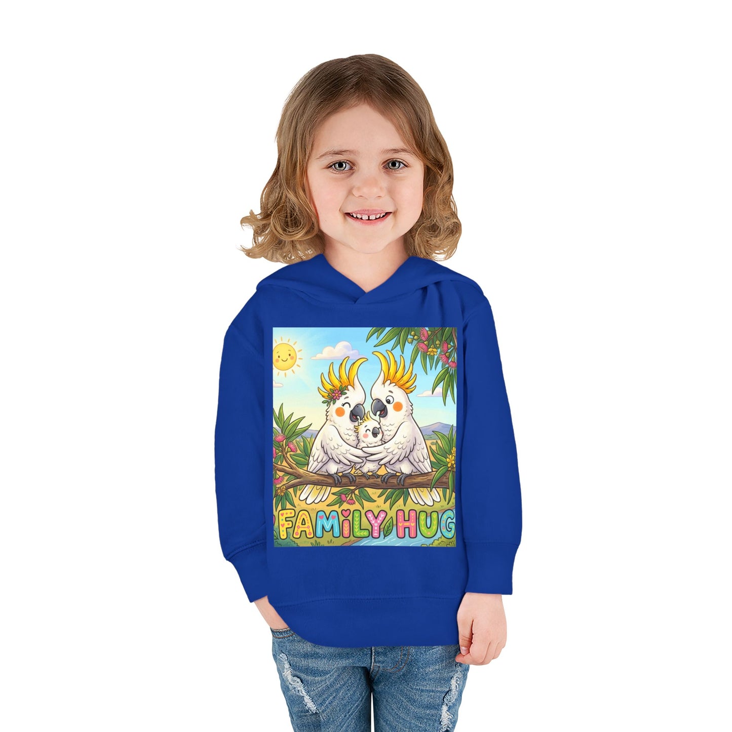 Family Hug Cockatoo Toddler Pullover Fleece Hoodie