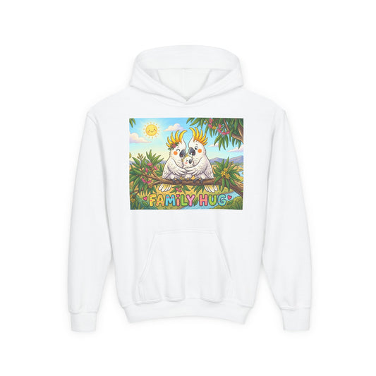 Family Hug Cockatoo Youth Heavy Blend Hooded Sweatshirt