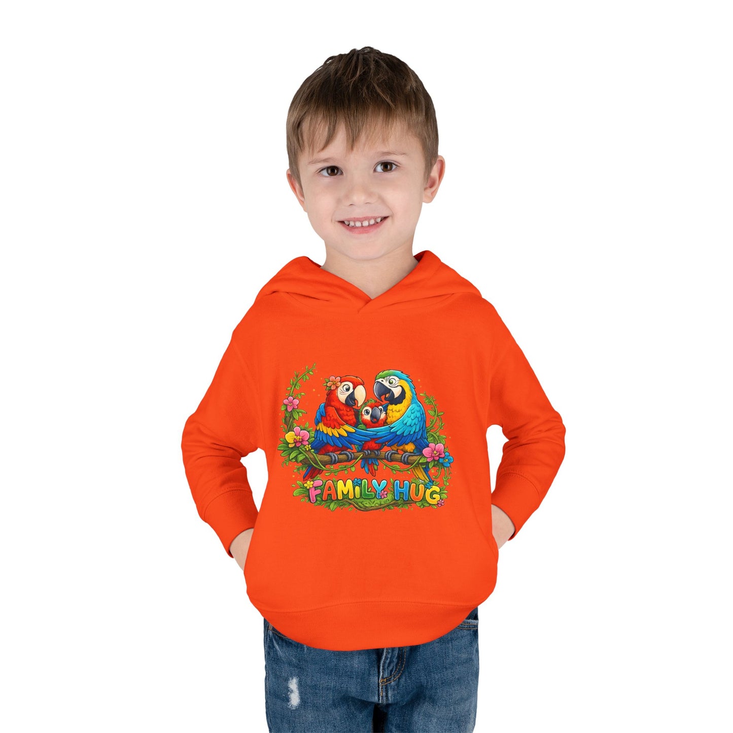 Family Hug Macaw Toddler Pullover Fleece Hoodie