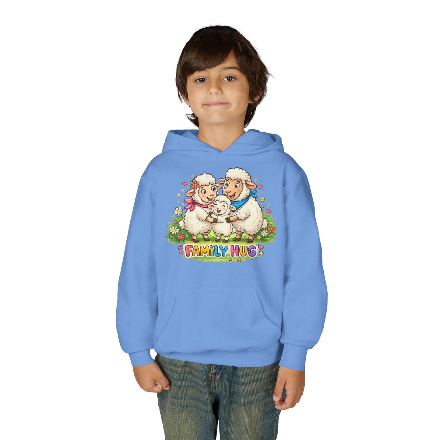 Family Hug Lamb Youth Heavy Blend Hooded Sweatshirt