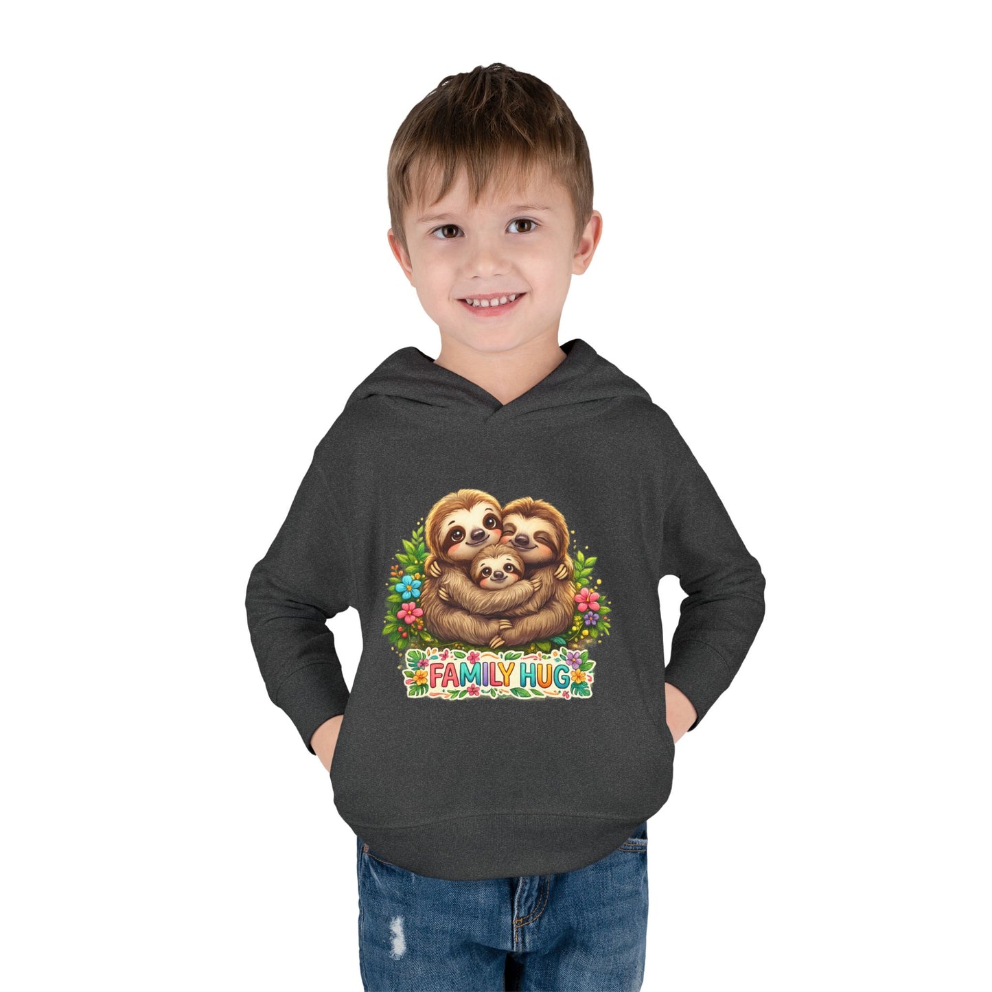Family Hug Sloth Toddler Pullover Fleece Hoodie