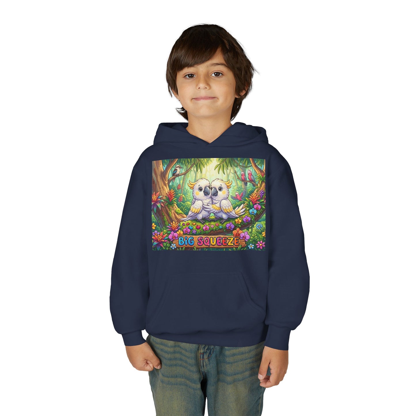 Big Squeeze Cockatoo Youth Heavy Blend Hooded Sweatshirt