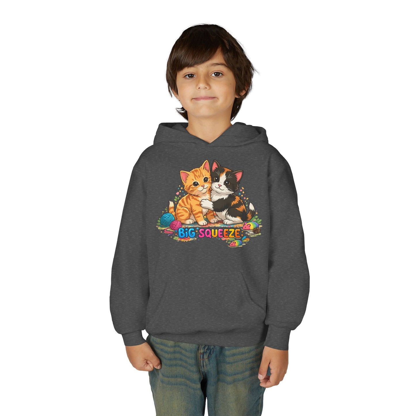 Big Squeeze Kitten Youth Heavy Blend Hooded Sweatshirt