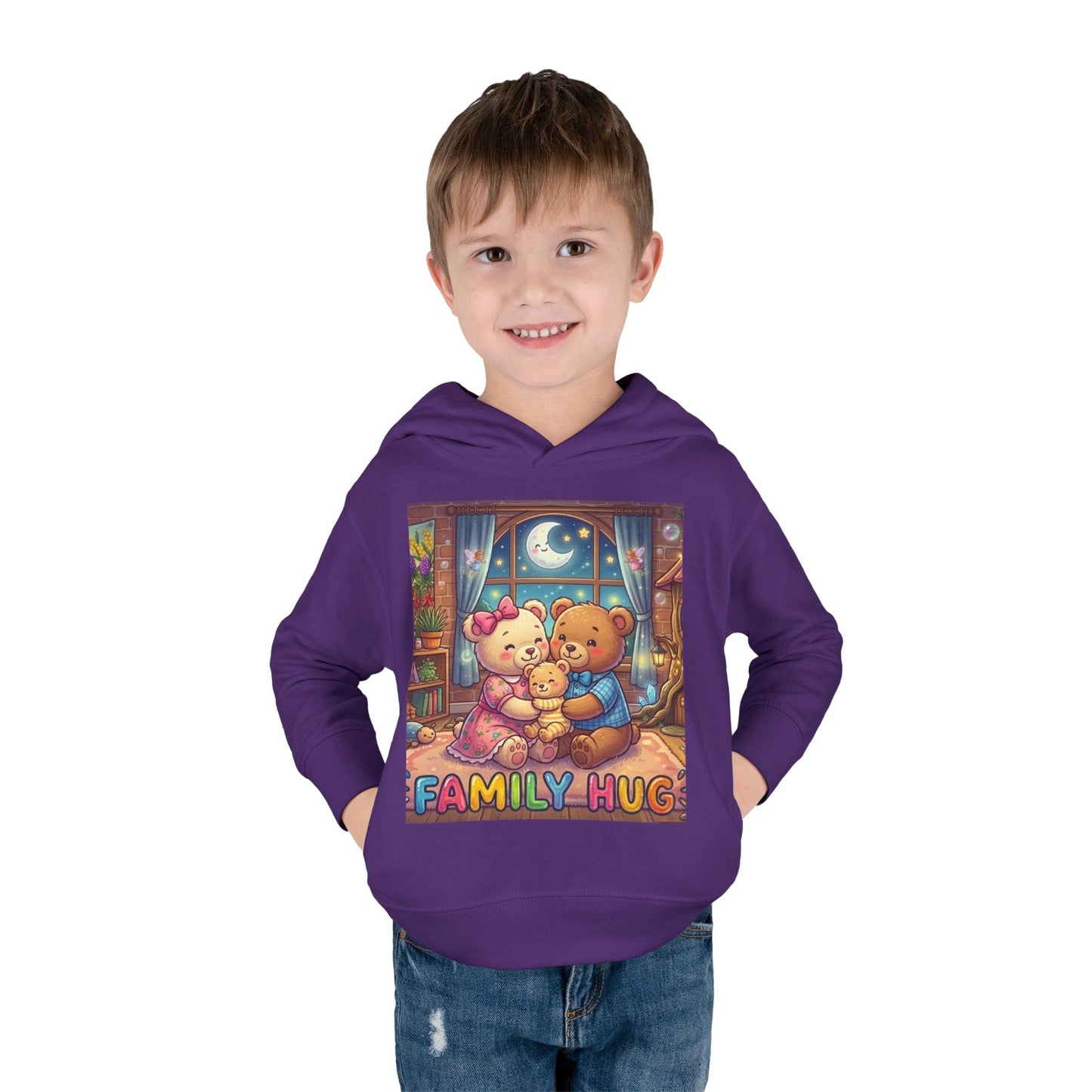 Family Hug Teddy Toddler Pullover Fleece Hoodie