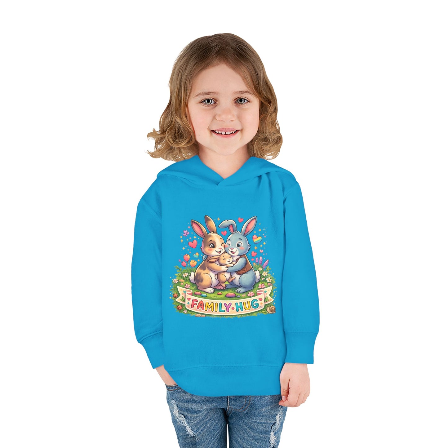 Family Hug Bunny Toddler Pullover Fleece Hoodie