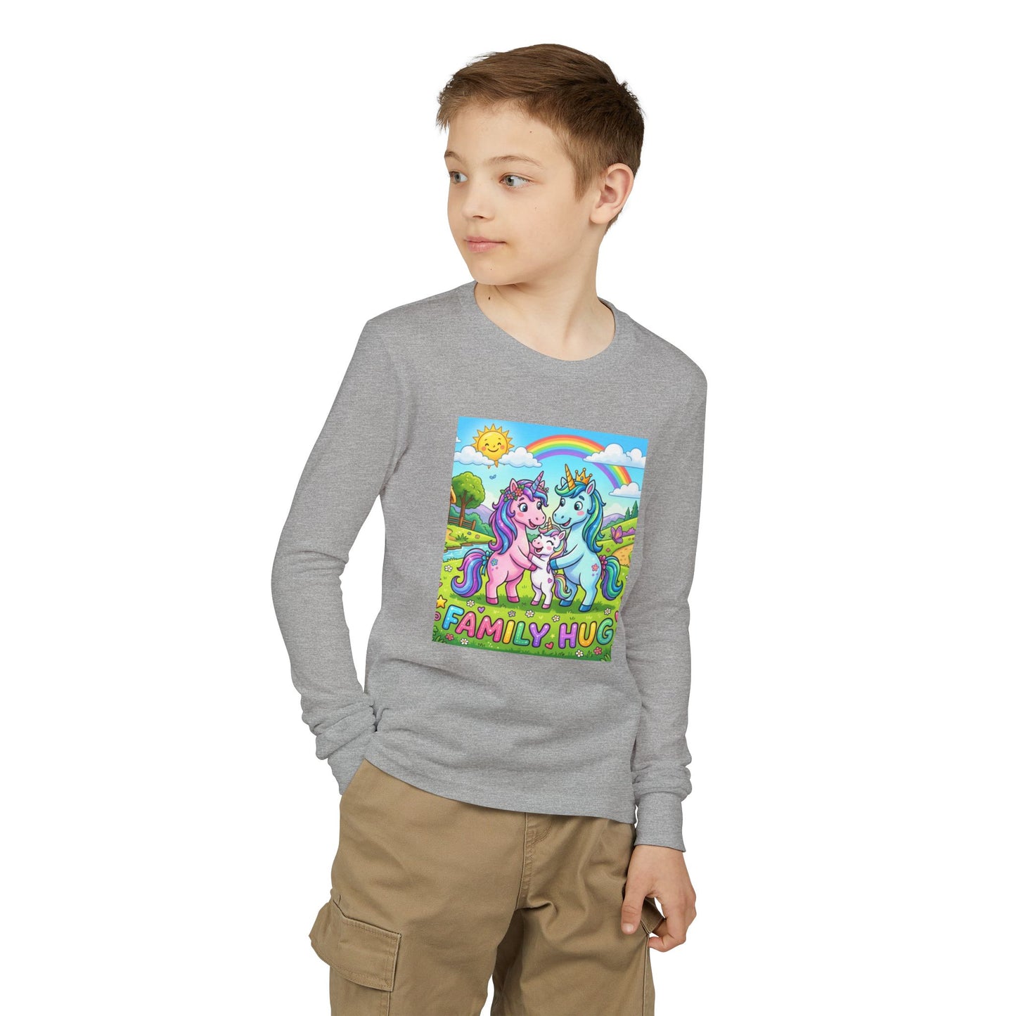 Family Hug Unicorn Youth Jersey Long Sleeve Tee