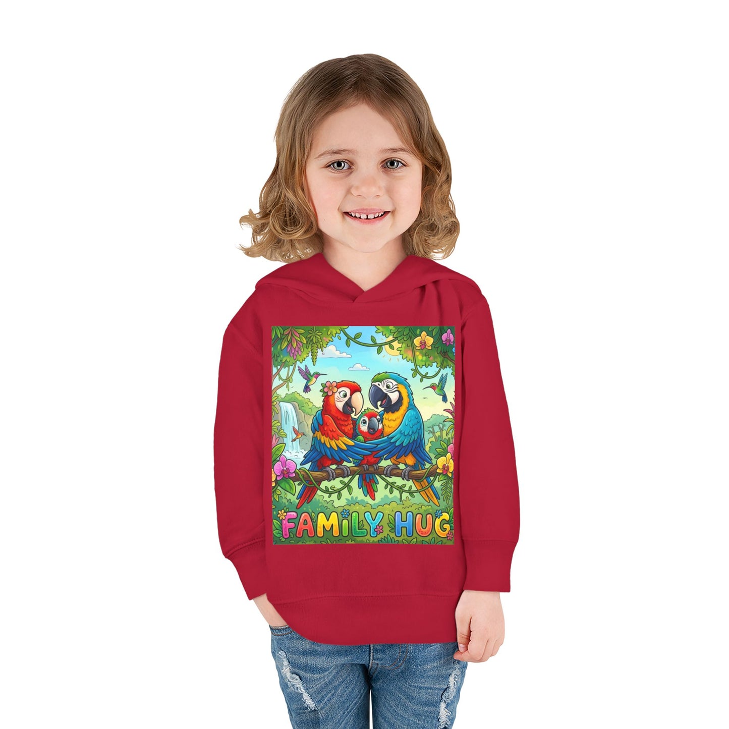 Family Hug Macaw Toddler Pullover Fleece Hoodie