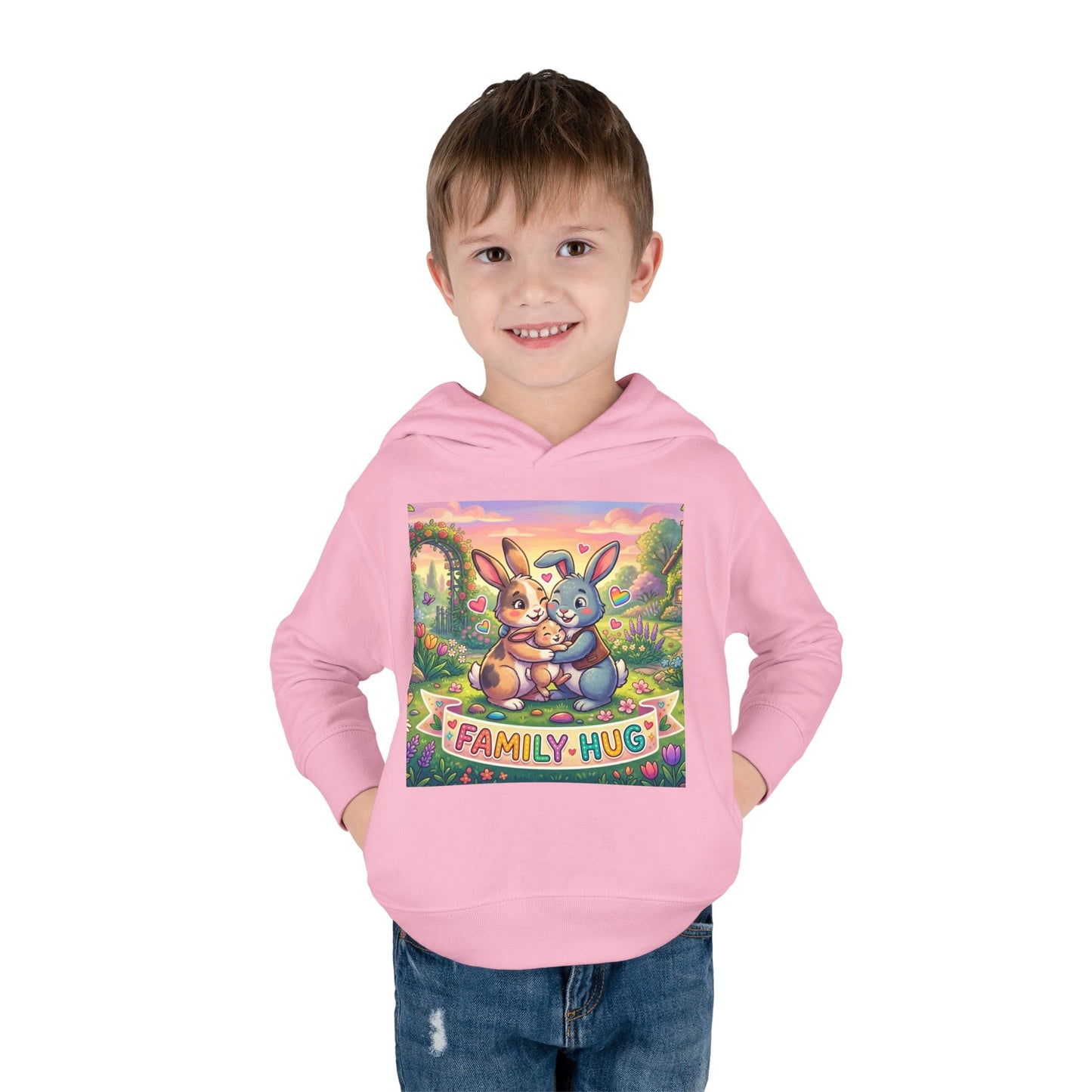 Family Hug Bunny Toddler Pullover Fleece Hoodie