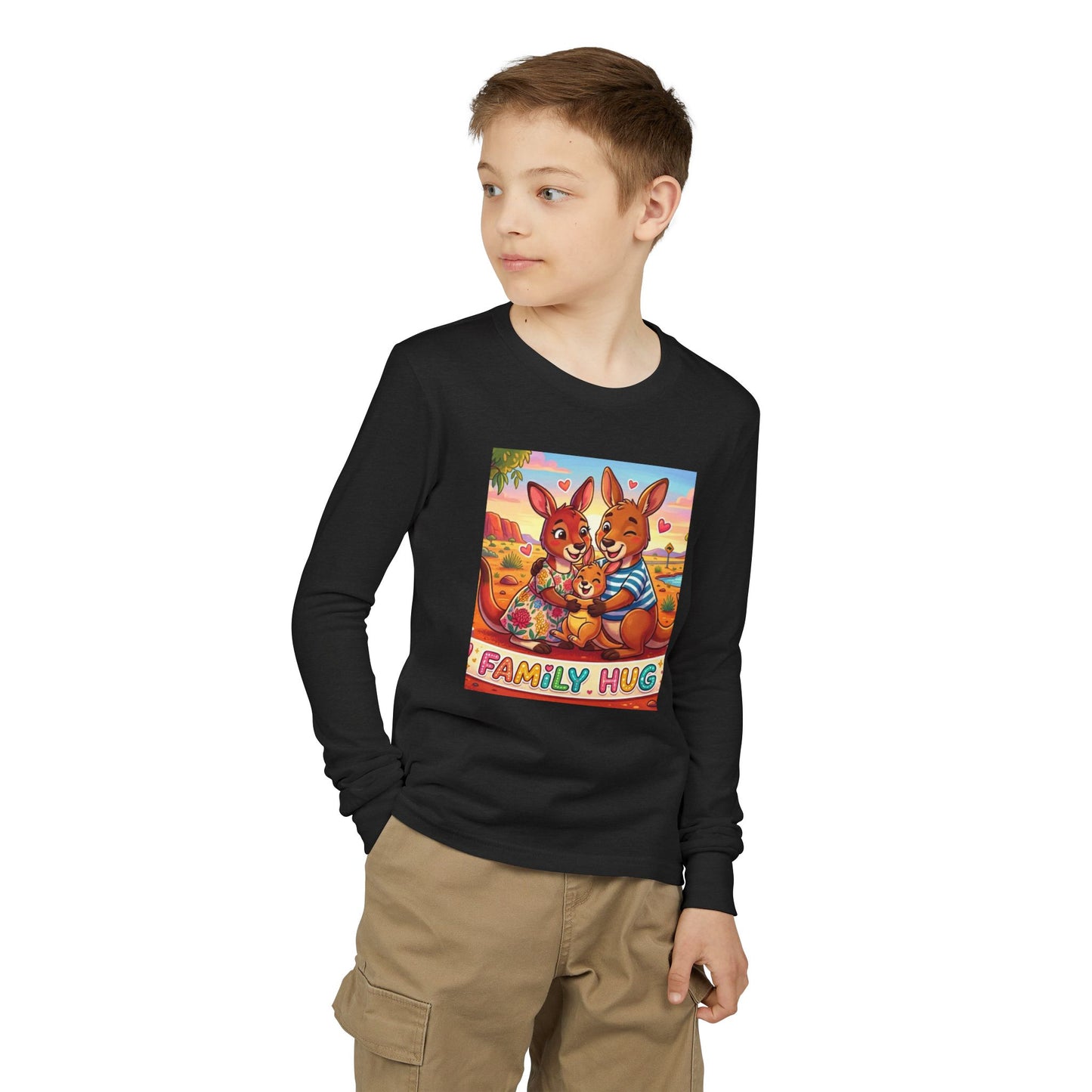 Family Hug Kangaroo Youth Jersey Long Sleeve Tee