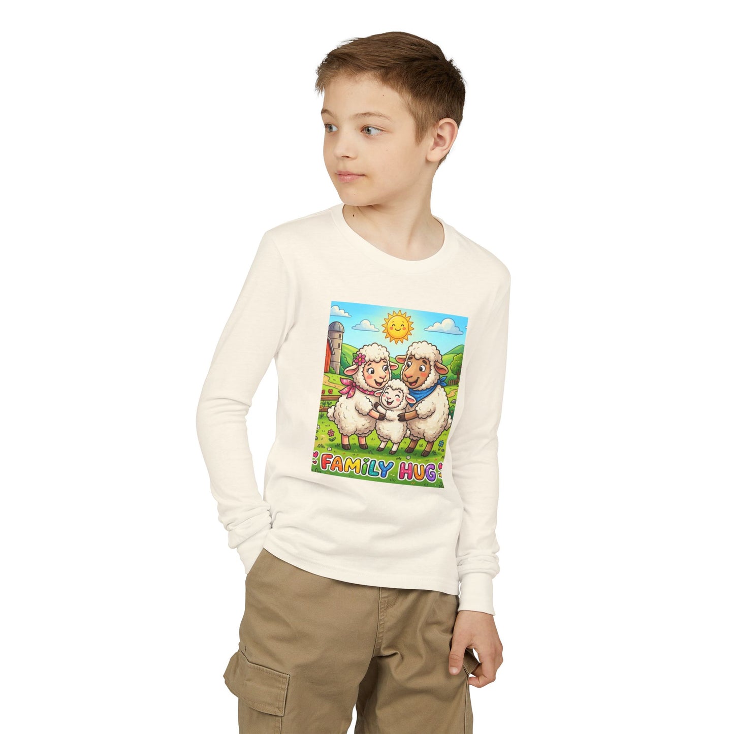 Family Hug Lamb Youth Jersey Long Sleeve Tee