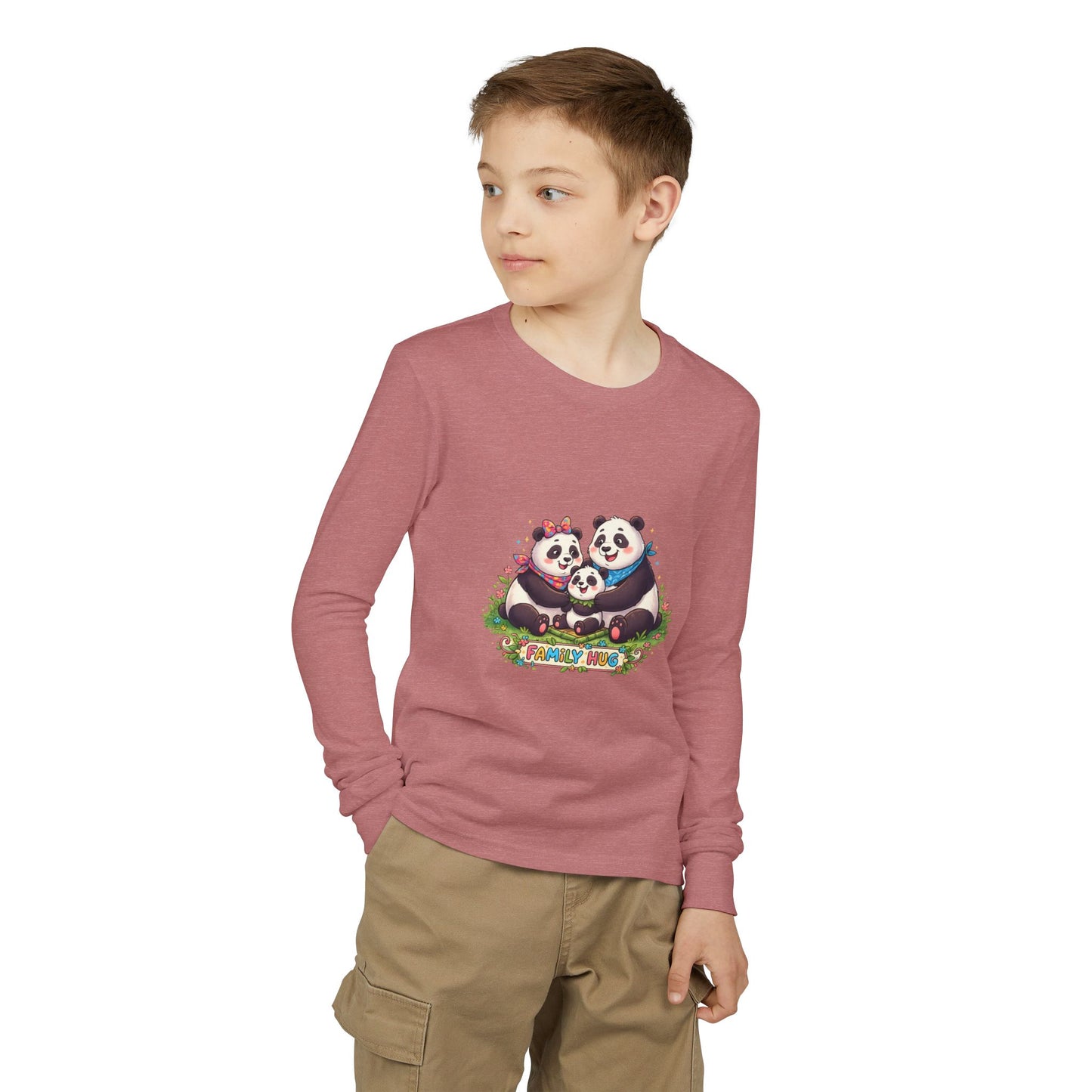 Family Hug Panda Youth Jersey Long Sleeve Tee
