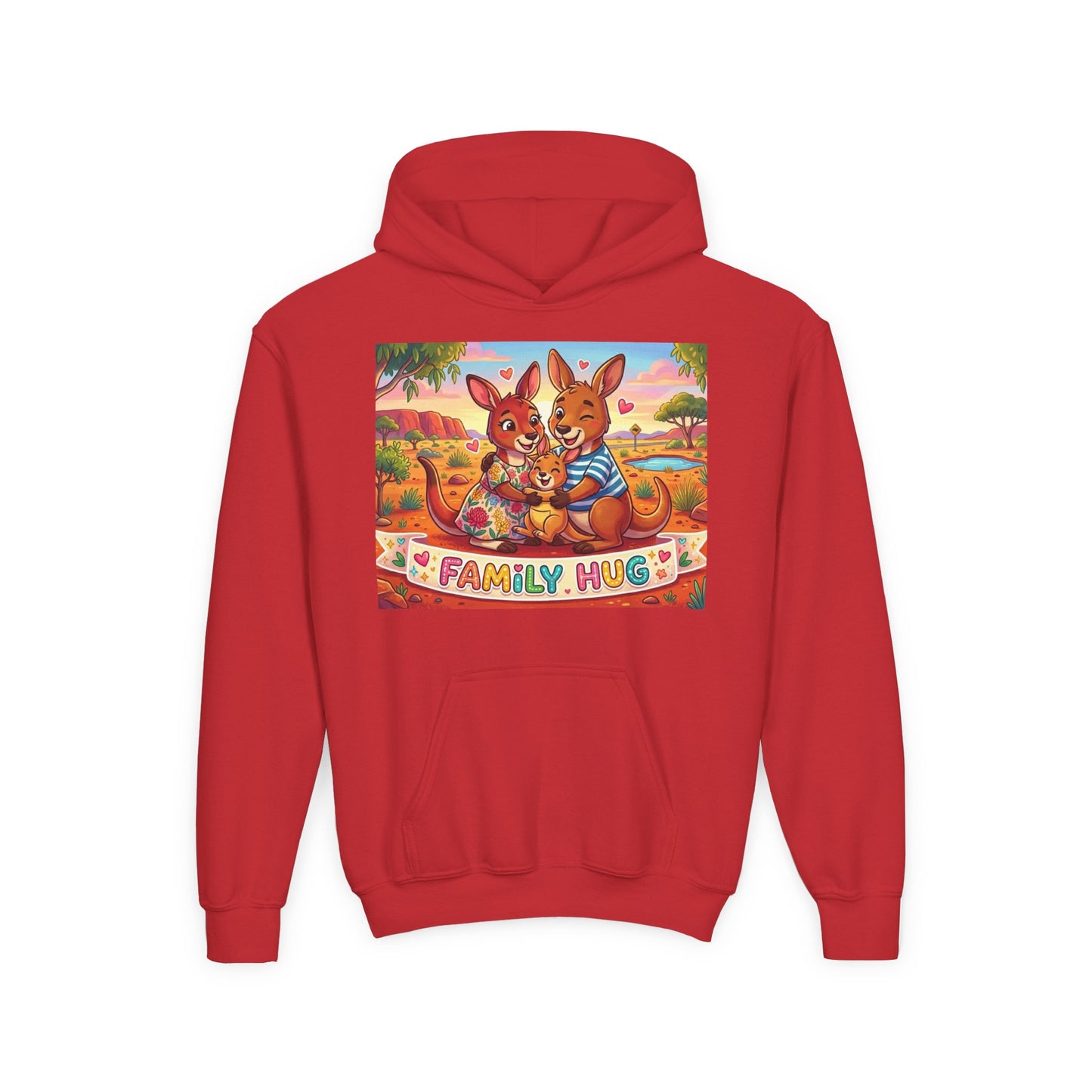 Family Hug Kangaroo Youth Heavy Blend Hooded Sweatshirt