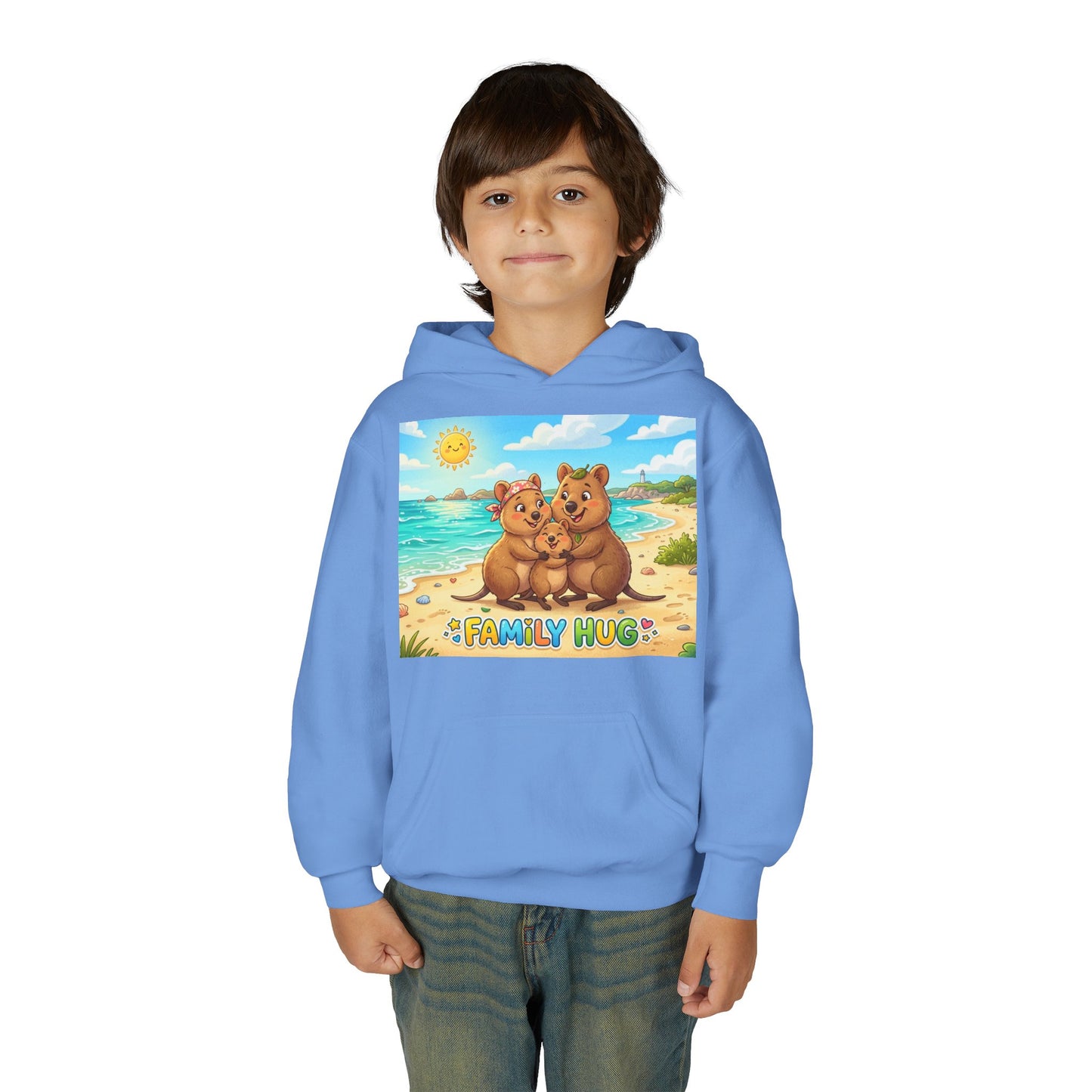 Family Hug Quokka Youth Heavy Blend Hooded Sweatshirt