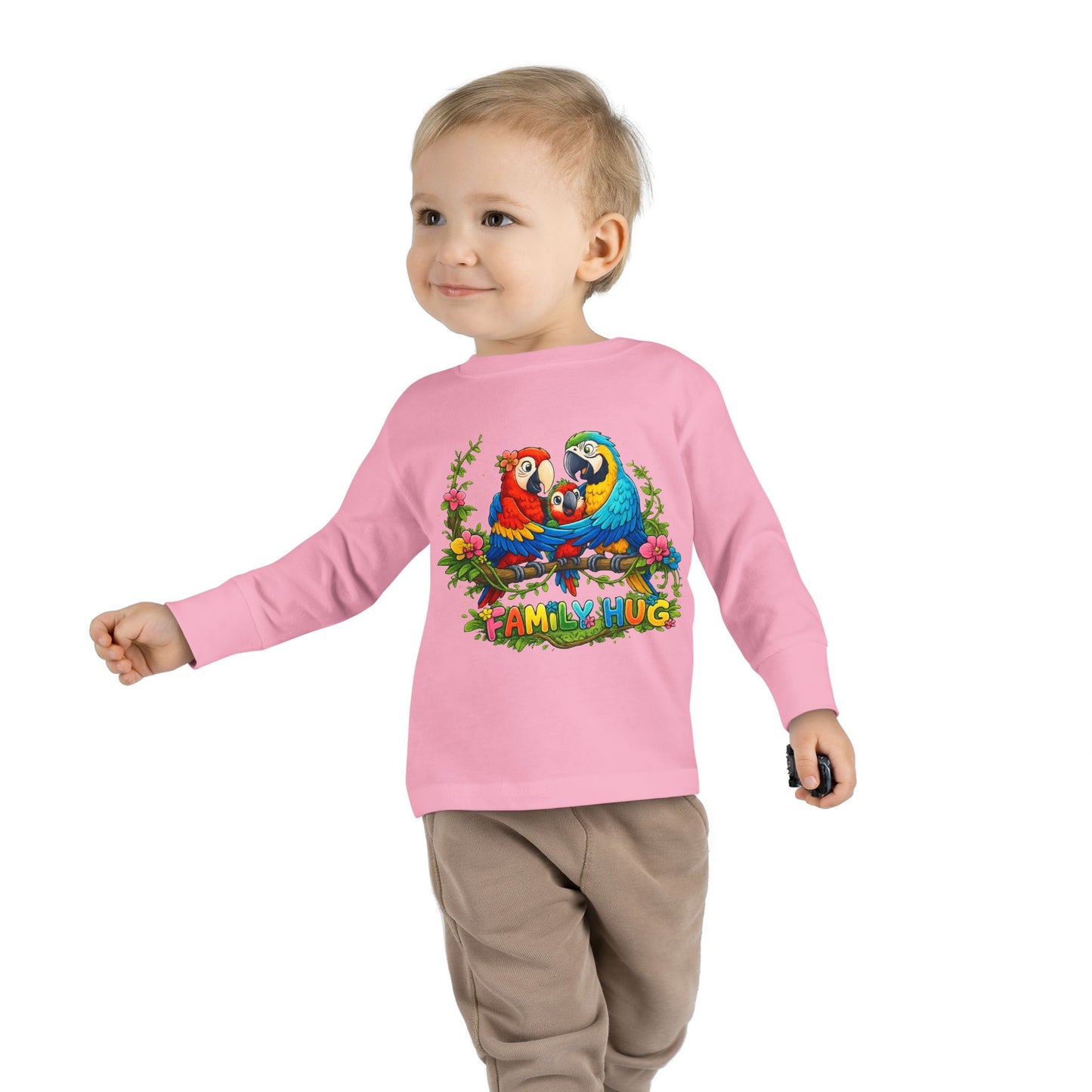 Family Hug Macaw Toddler Long Sleeve Tee
