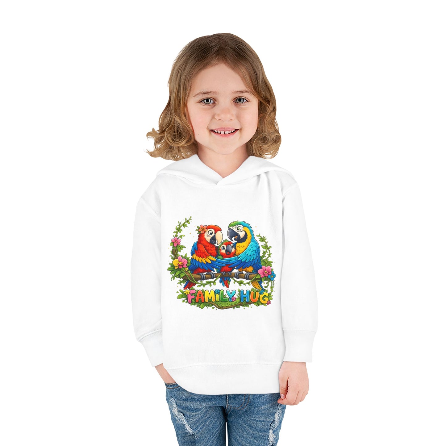 Family Hug Macaw Toddler Pullover Fleece Hoodie