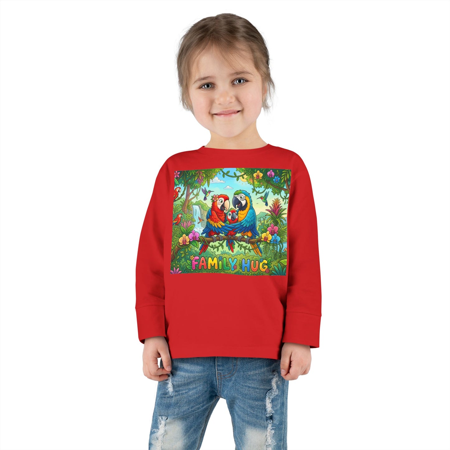 Family Hug Macaw Toddler Long Sleeve Tee