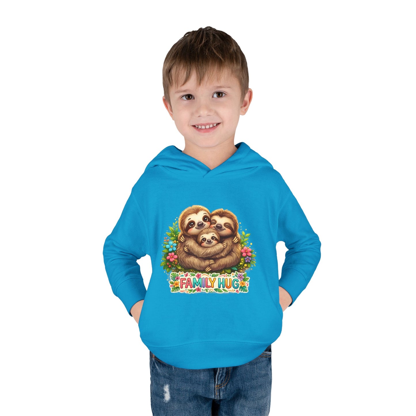 Family Hug Sloth Toddler Pullover Fleece Hoodie