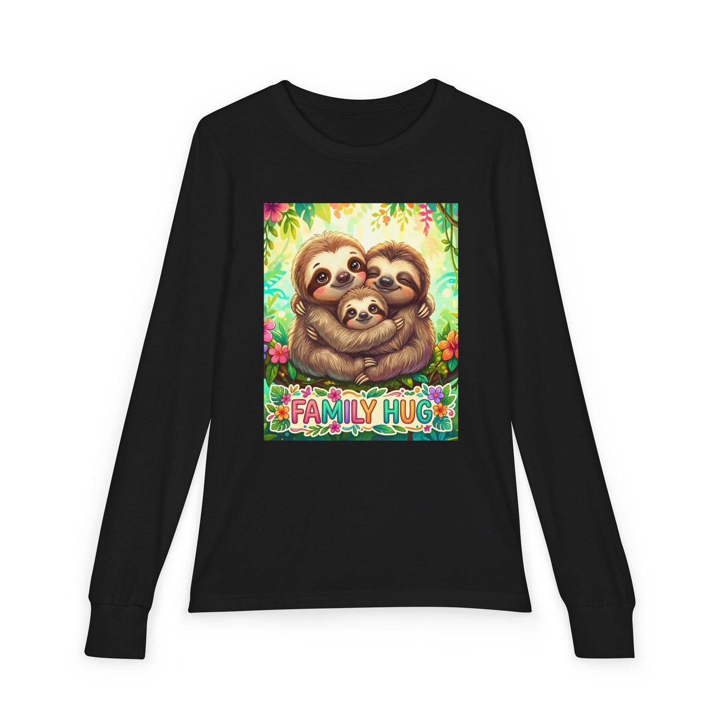 Family Hug Sloth Youth Jersey Long Sleeve Tee