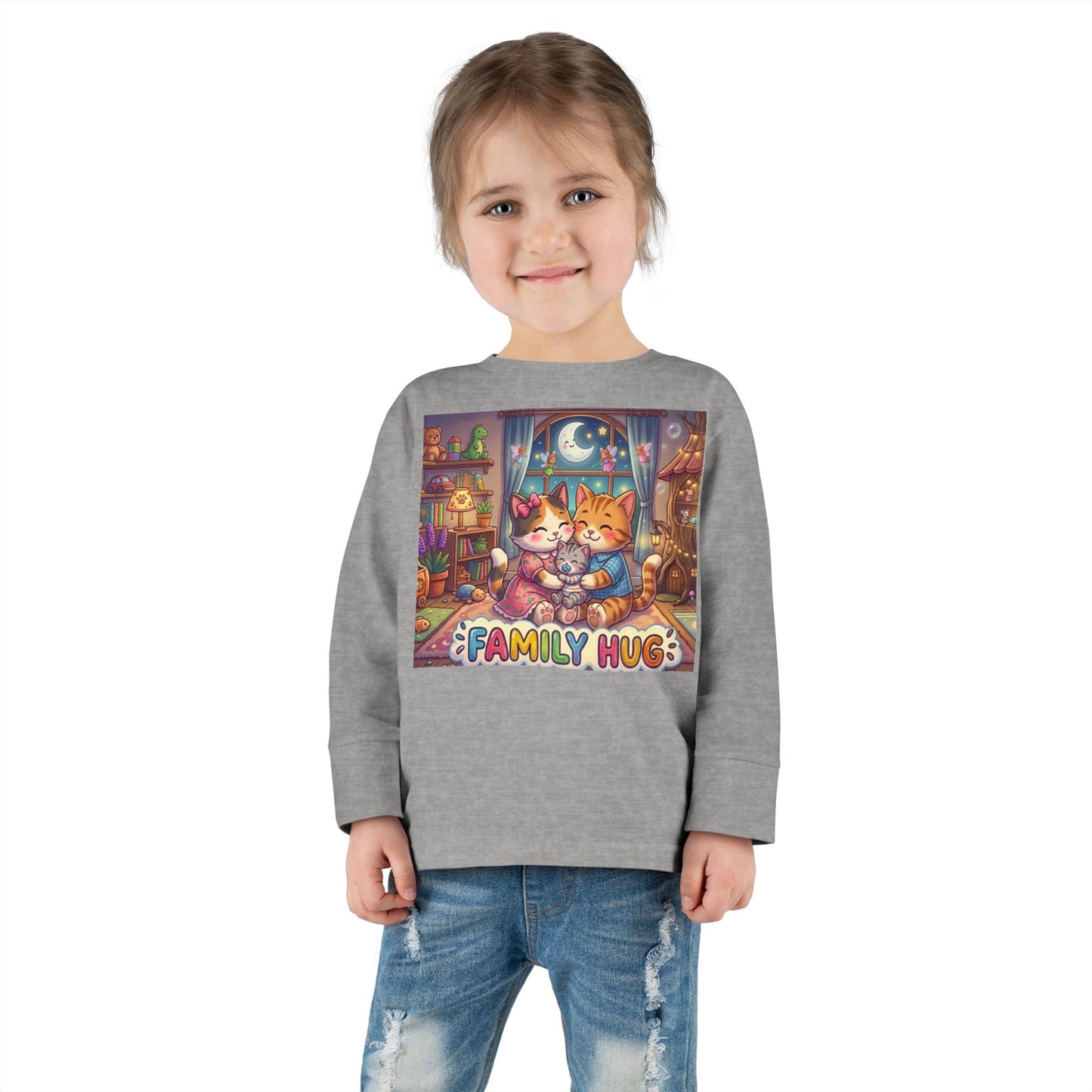 Family Hug Kitten Toddler Long Sleeve Tee