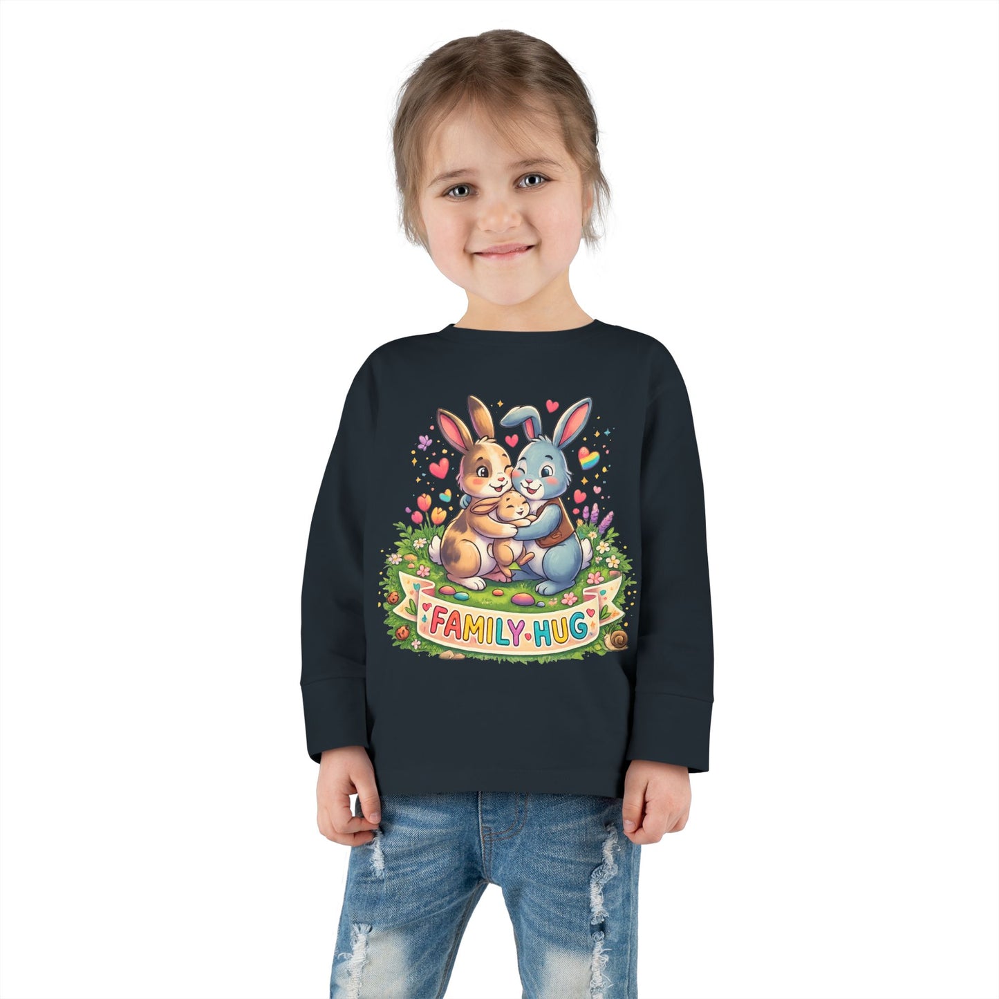 Family Hug Bunny Toddler Long Sleeve Tee