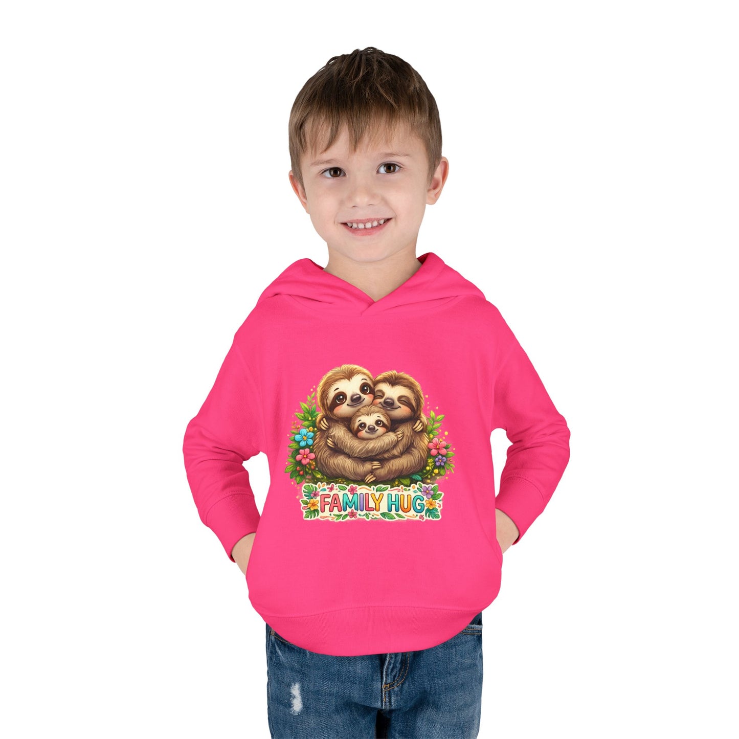Family Hug Sloth Toddler Pullover Fleece Hoodie