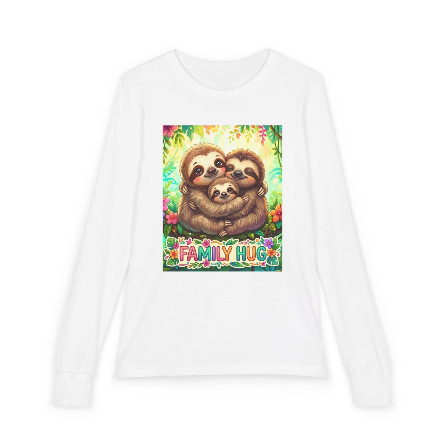 Family Hug Sloth Youth Jersey Long Sleeve Tee