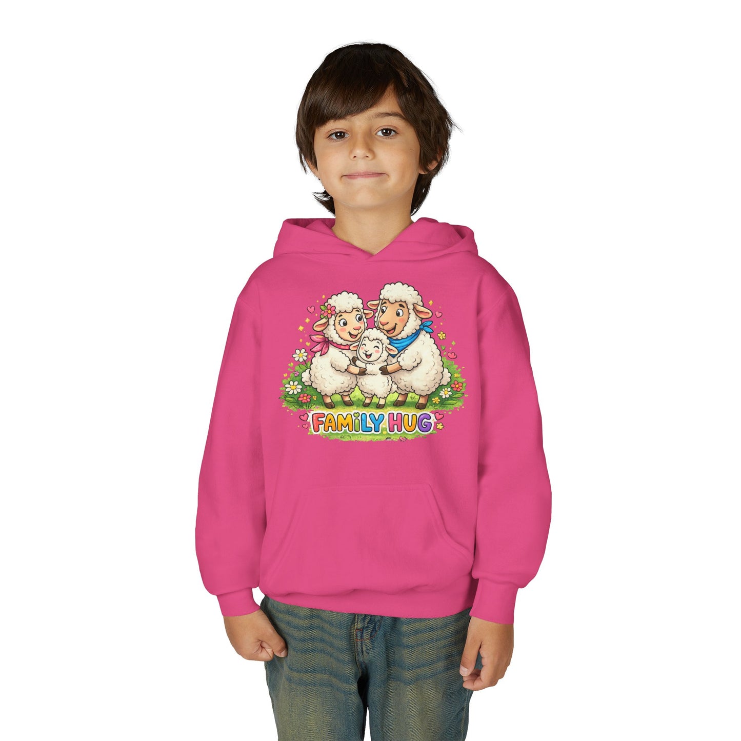 Family Hug Lamb Youth Heavy Blend Hooded Sweatshirt
