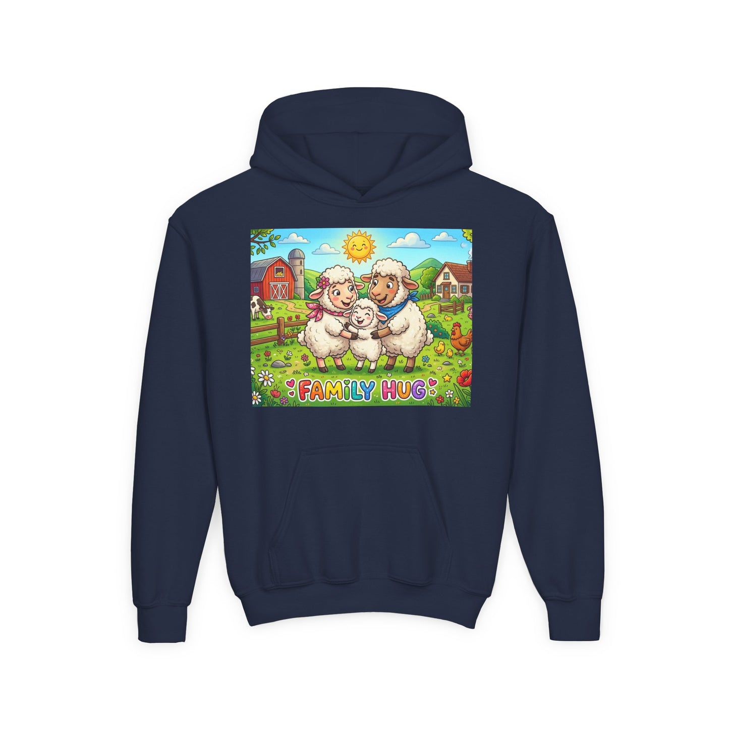 Family Hug Lamb Youth Heavy Blend Hooded Sweatshirt