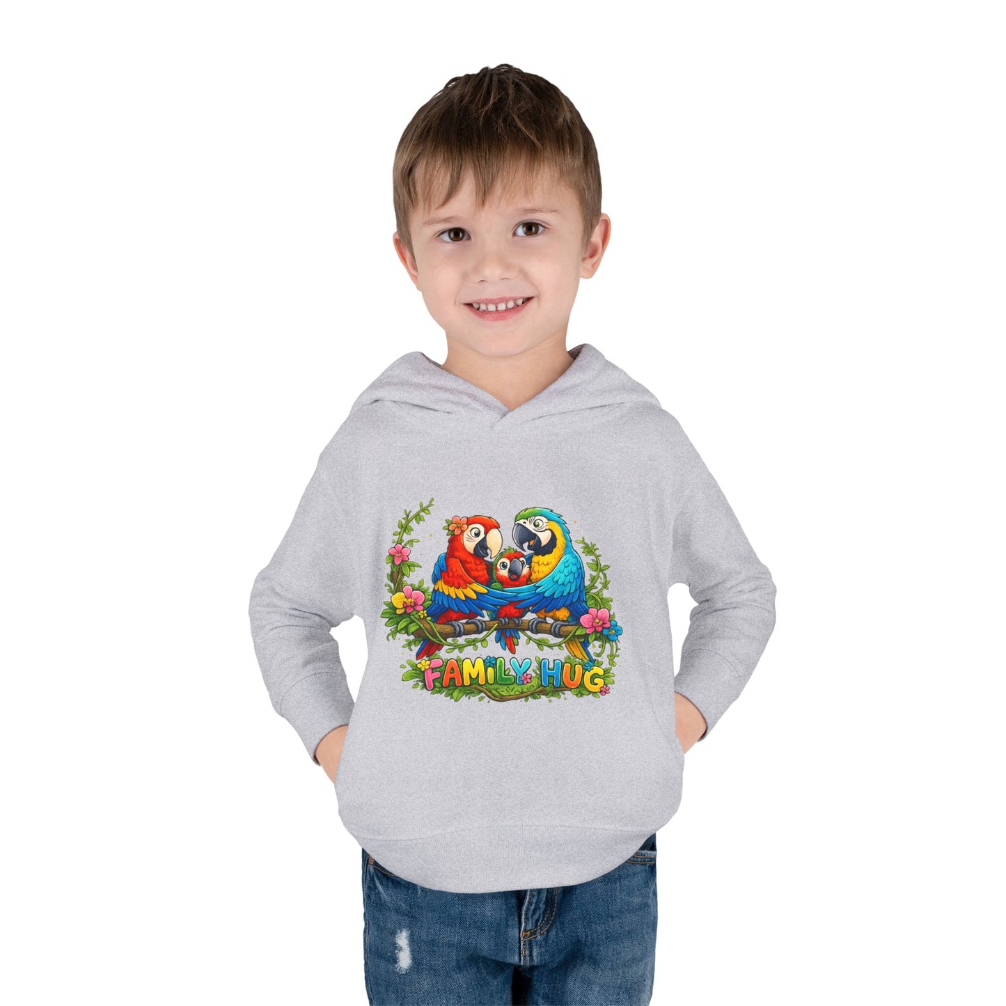 Family Hug Macaw Toddler Pullover Fleece Hoodie