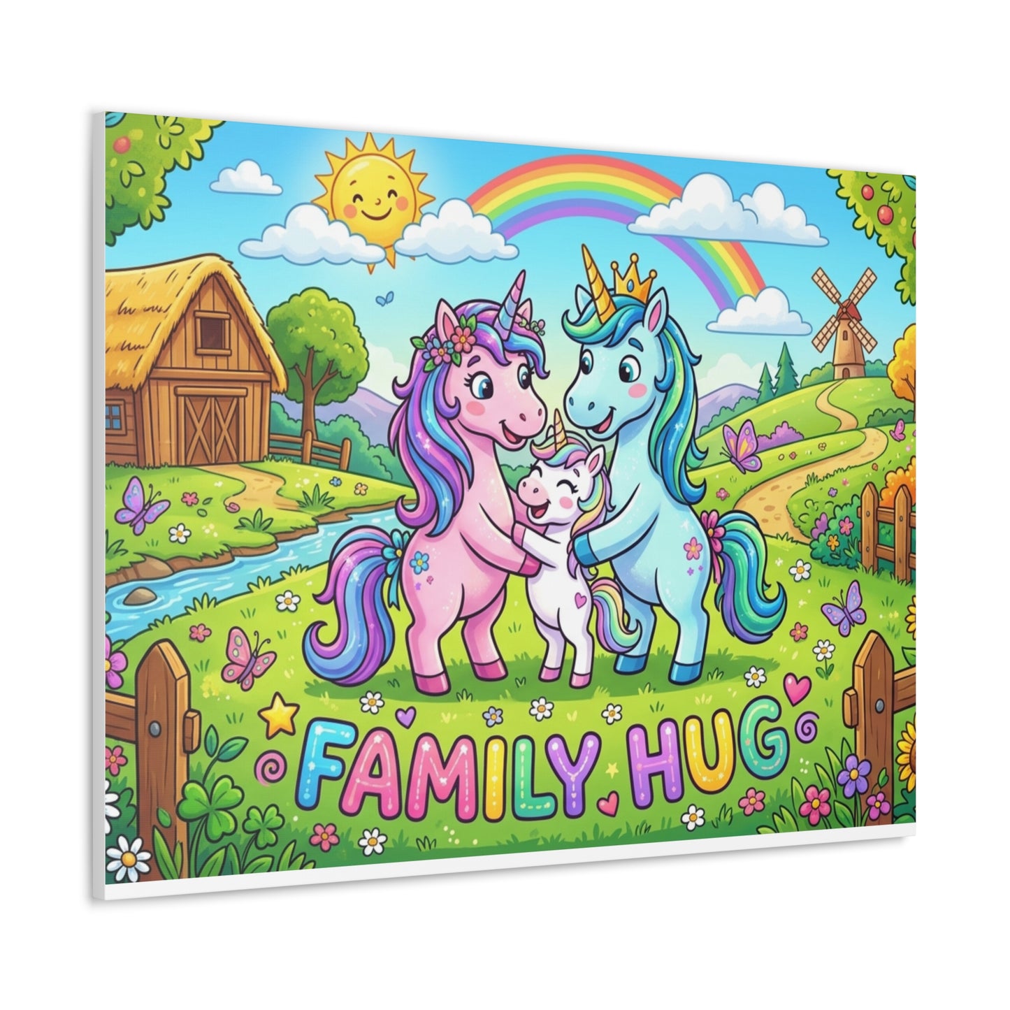 Family Hug Unicorn Classic Canvas
