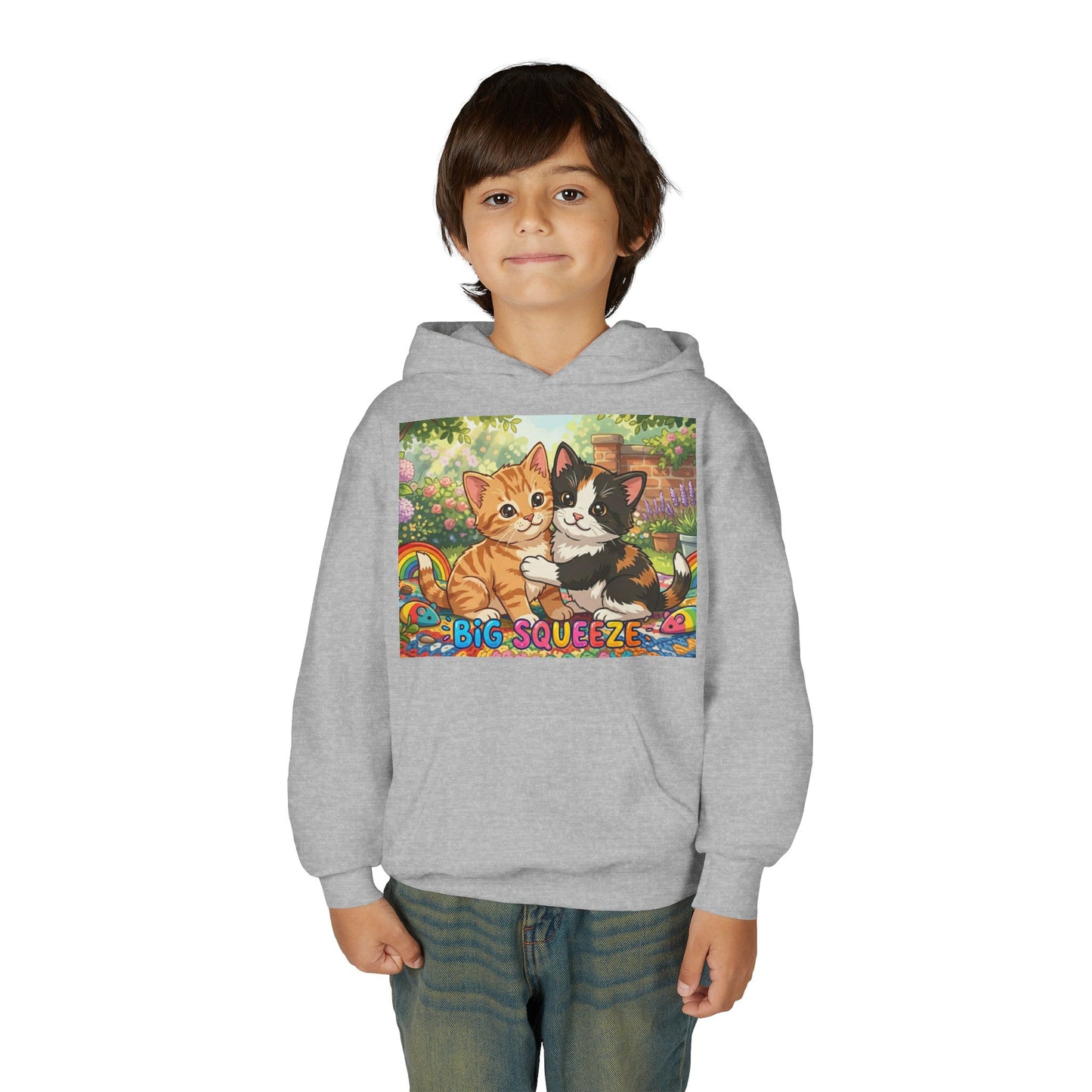 Big Squeeze Kitten Youth Heavy Blend Hooded Sweatshirt