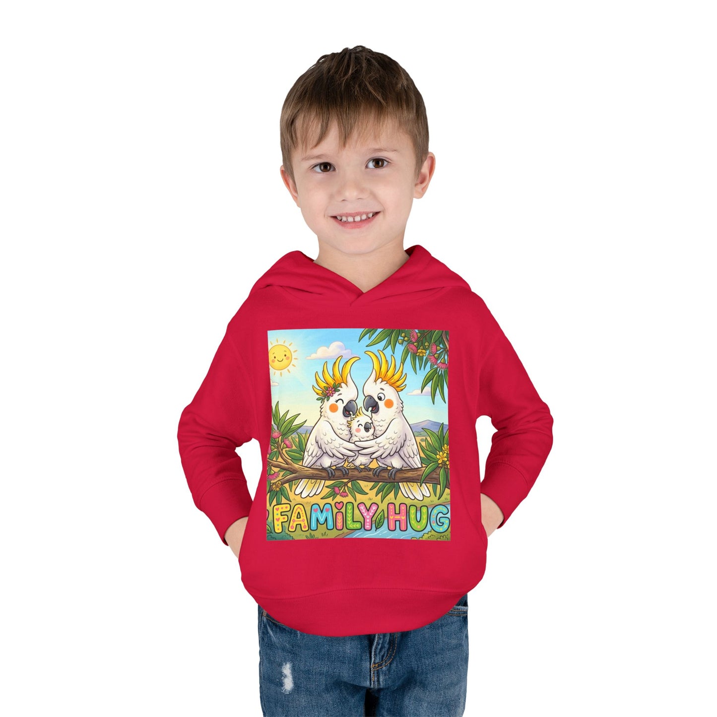Family Hug Cockatoo Toddler Pullover Fleece Hoodie