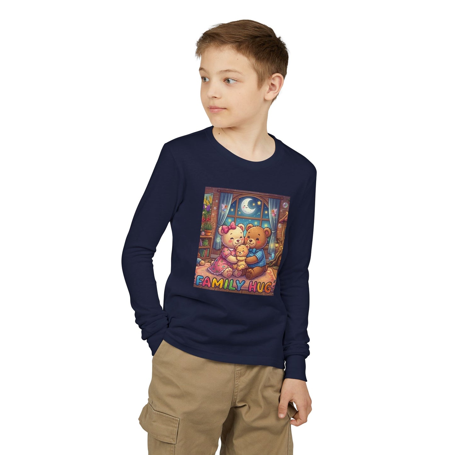 Family Hug Teddy Youth Jersey Long Sleeve Tee