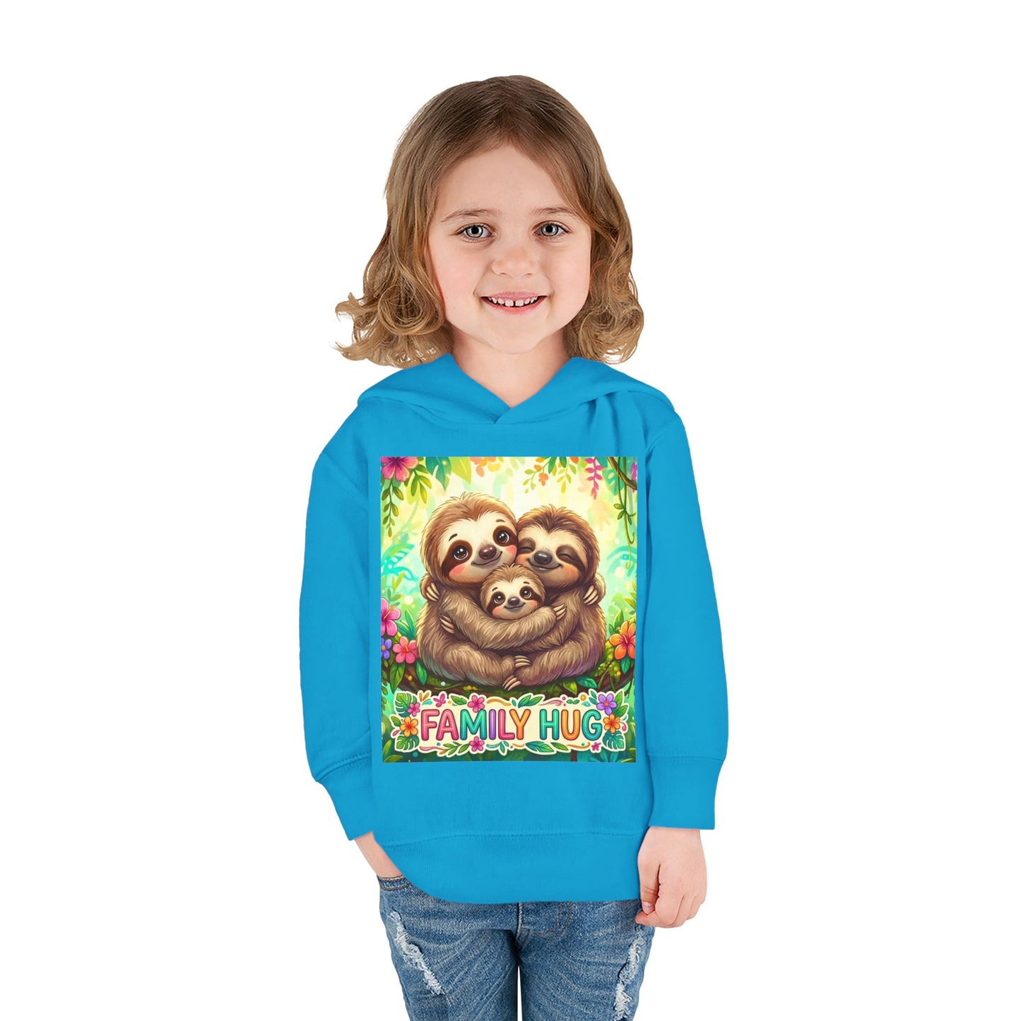 Family Hug Sloth Toddler Pullover Fleece Hoodie