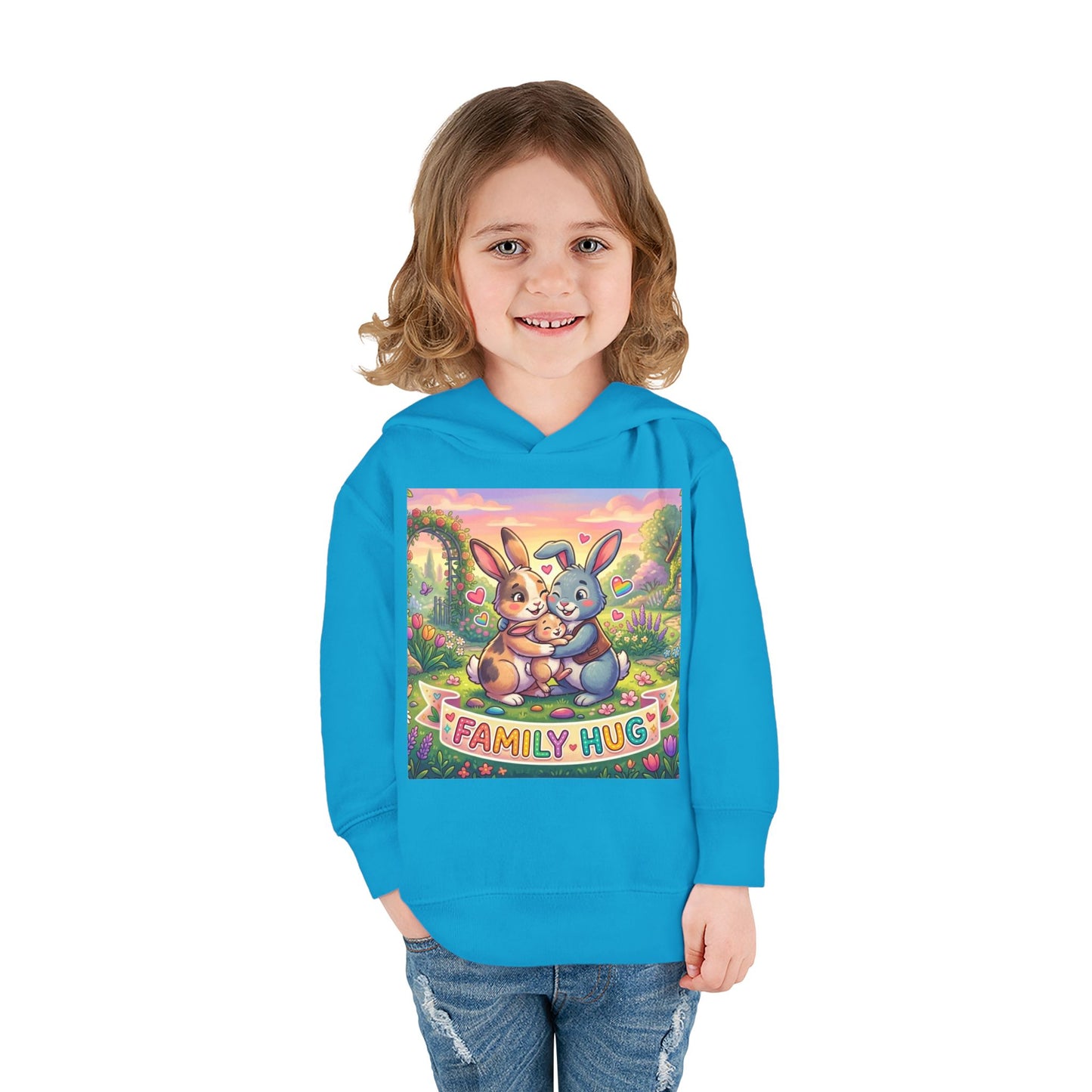 Family Hug Bunny Toddler Pullover Fleece Hoodie